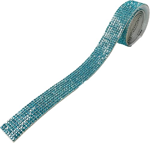 Miniatura 8 de Syntego Rollo de diamantes de imitación autoadhesivos con estampado de leopardo, 1 yarda (36.0 in) 8 filas de diamantes de imitación de cristal