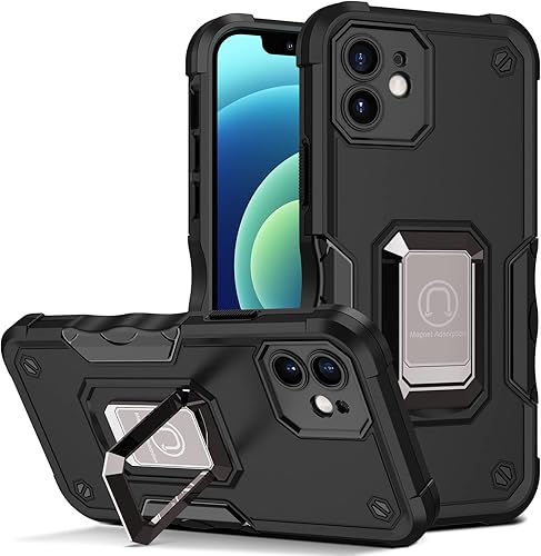 Compatible con iPhone 11, iPhone 11 Pro, resistente y resistente de doble capa con soporte de anillo, cubierta de agujero fino, compatible con