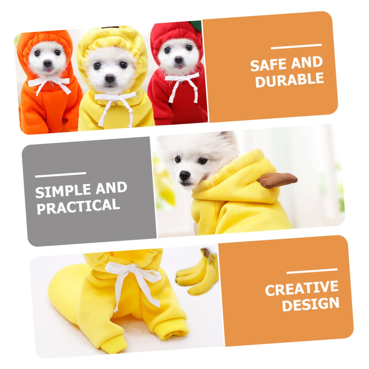Kisangel 5pièces Pull à Capuche pour Chien Vêtement Hiver pour Moyen Chien Sweat-Banana pour Animaux Confort Optimal Et Facile à Porter pour Photos