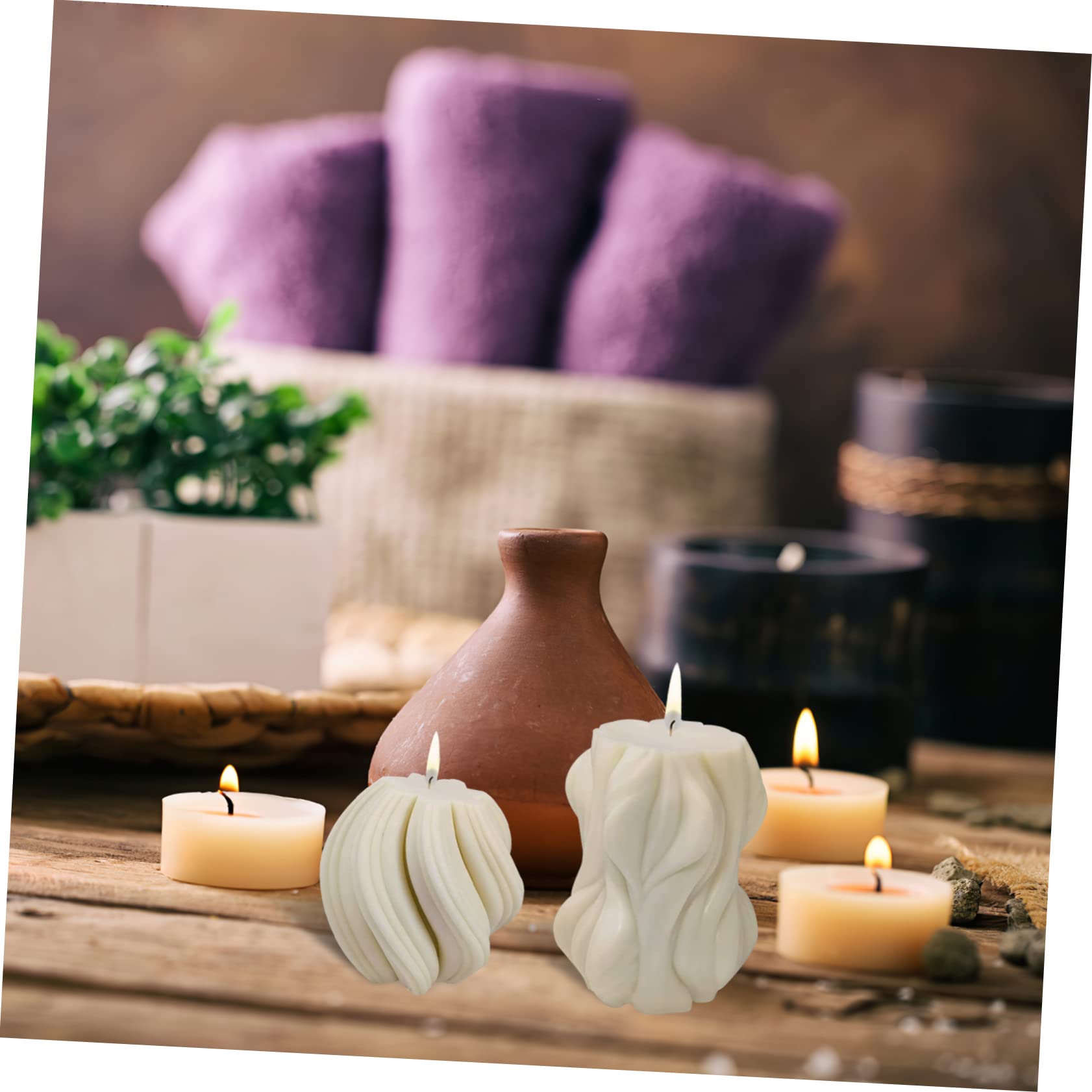 Gadpiparty 4 Piezas Moldes de Silicona para Velas de Aromaterapia Molde de Epoxi Forma de Onda para Hacer Jabón y Velas Adecuado para DIY
