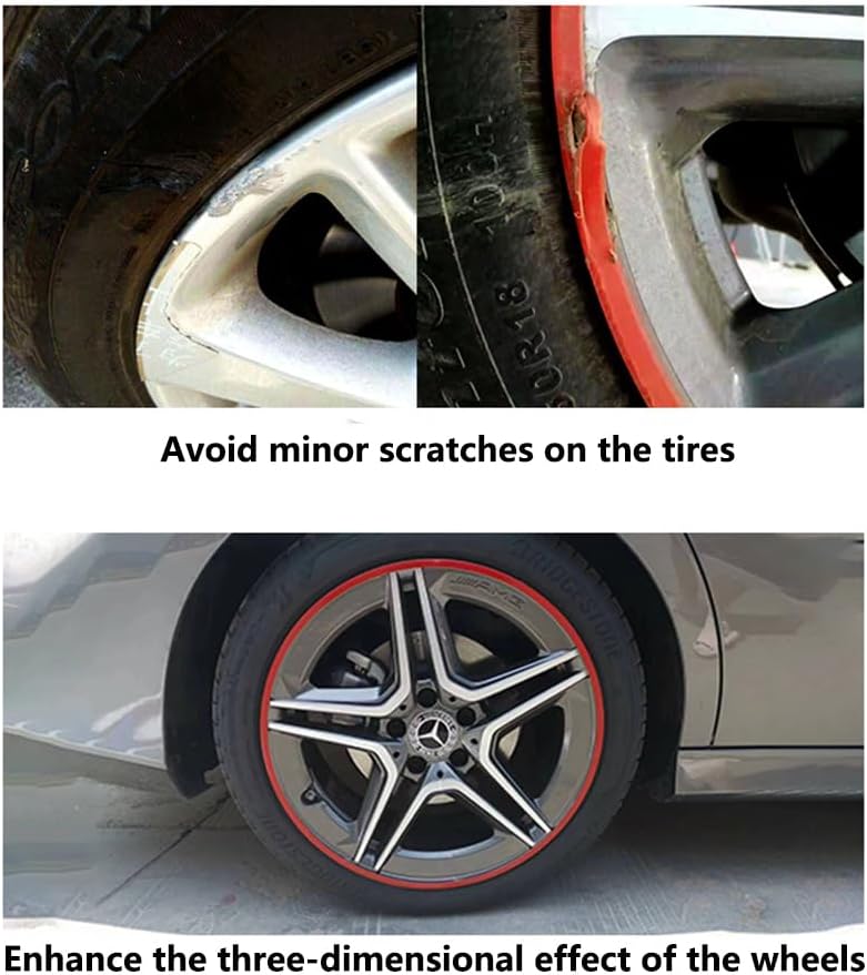 Car Wheel Rim Protectors Guard, 4-Pack 18 in Automotive Wheel Anti-Scratch Protector, Wraping The Rim of The Wheel Hub, Strips for Curb Rash Prevention for Cars, Trucks, Tesla, Black