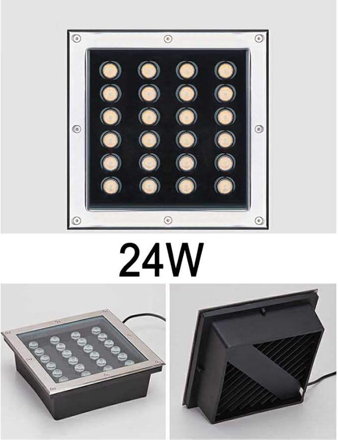 WZYJLyds Ingegraven led verlichting Plein Begraven lichten Garden vloerlamp landschap lichtnet stof- en waterdichte outdoor Sidewalk decoratieve verlichting (Kleur : Groente, Maat : 24W) photo 3