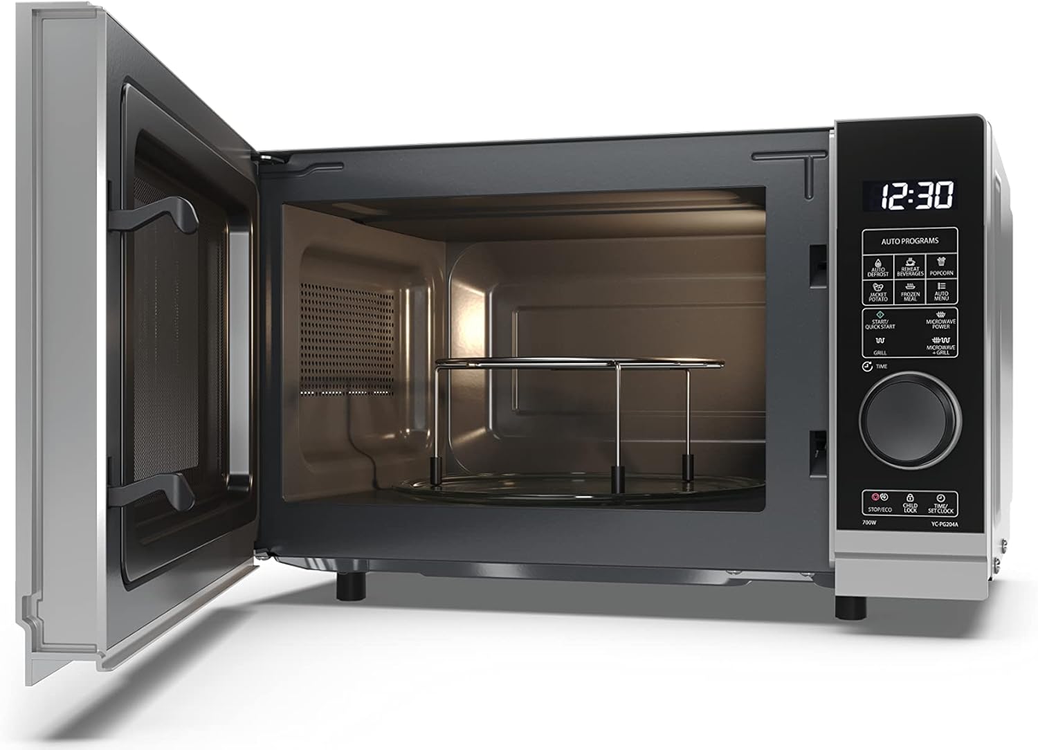 Interior of SHARP YC-PG204AU-S Digital Microwave Oven with grill rack