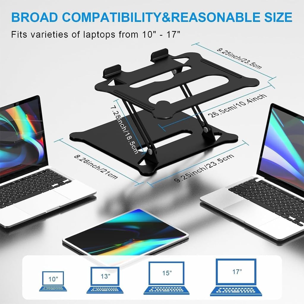 Soporte para portátil en forma de Z de aleación de aluminio para tableta, soporte de refrigeración plegable portátil para portátil de 10 a 17 pulgadas