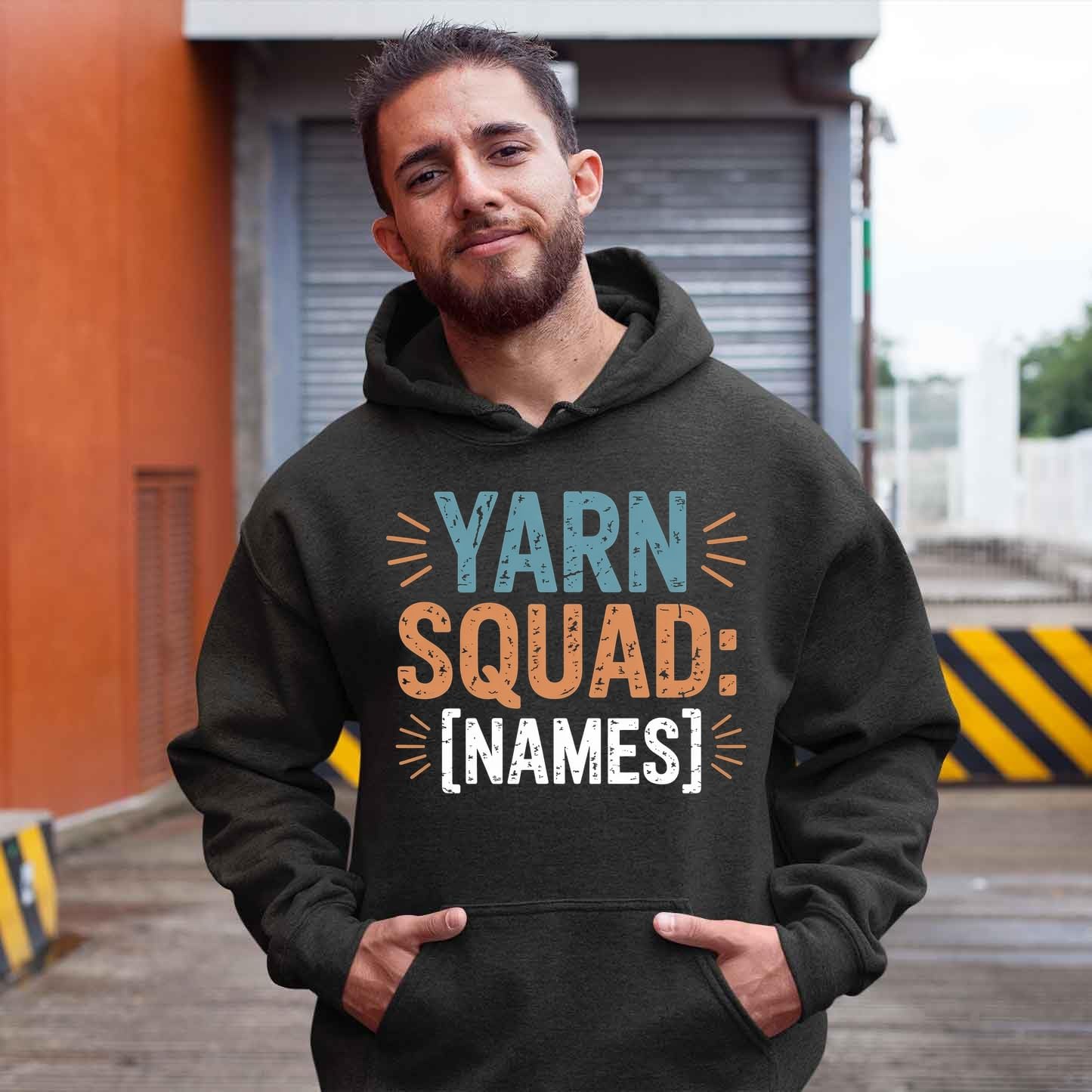 Fun Activity Shirt with Name Shared Passion Fashion Knitting - Yarn Squad Black