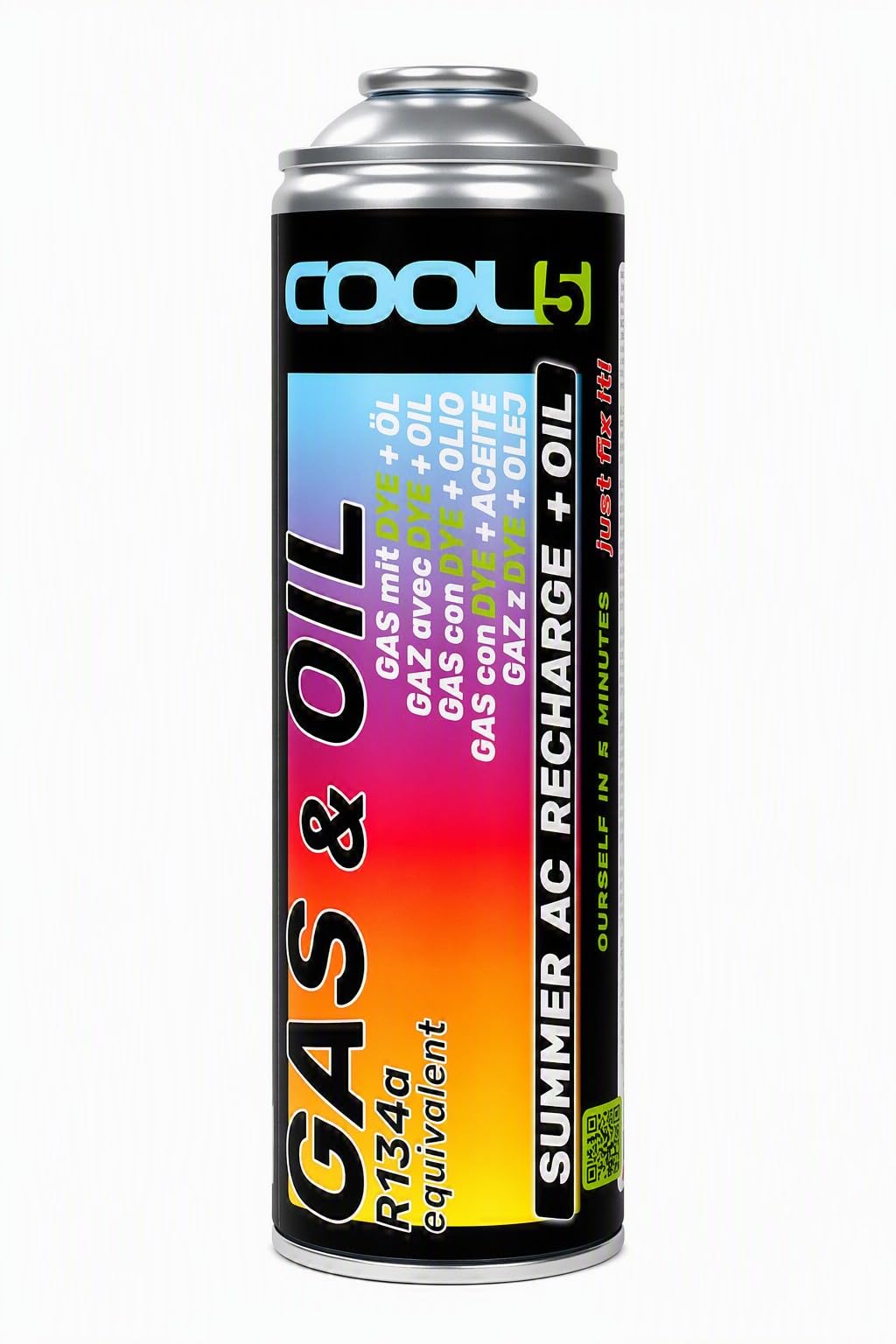 2 en 1 - Recharge de liquide de refroidissement R134a avec huile pour climatisation de voiture 1995-2016