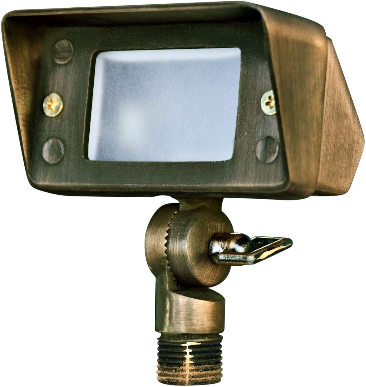Dabmar LV116-WBS Brass Directional Area Flood Light with Hood, Weathered Brass Finish