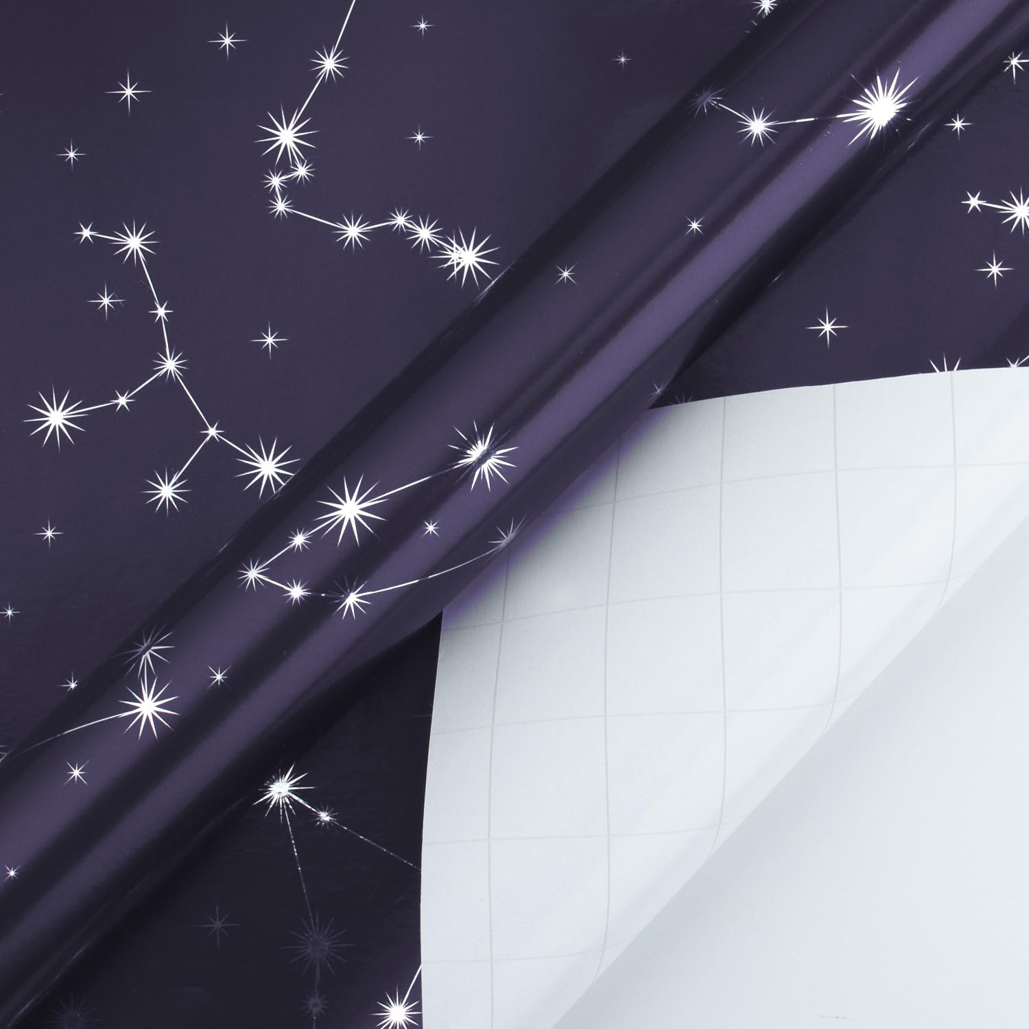 WRAPAHOLIC Papier cadeau Jumbo Constellation – 76,2 cm x 10 m – Papier cadeau bleu marine pour enfants, femmes, hommes, anniversaire, mariage, fête prénatale, fête prénuptiale