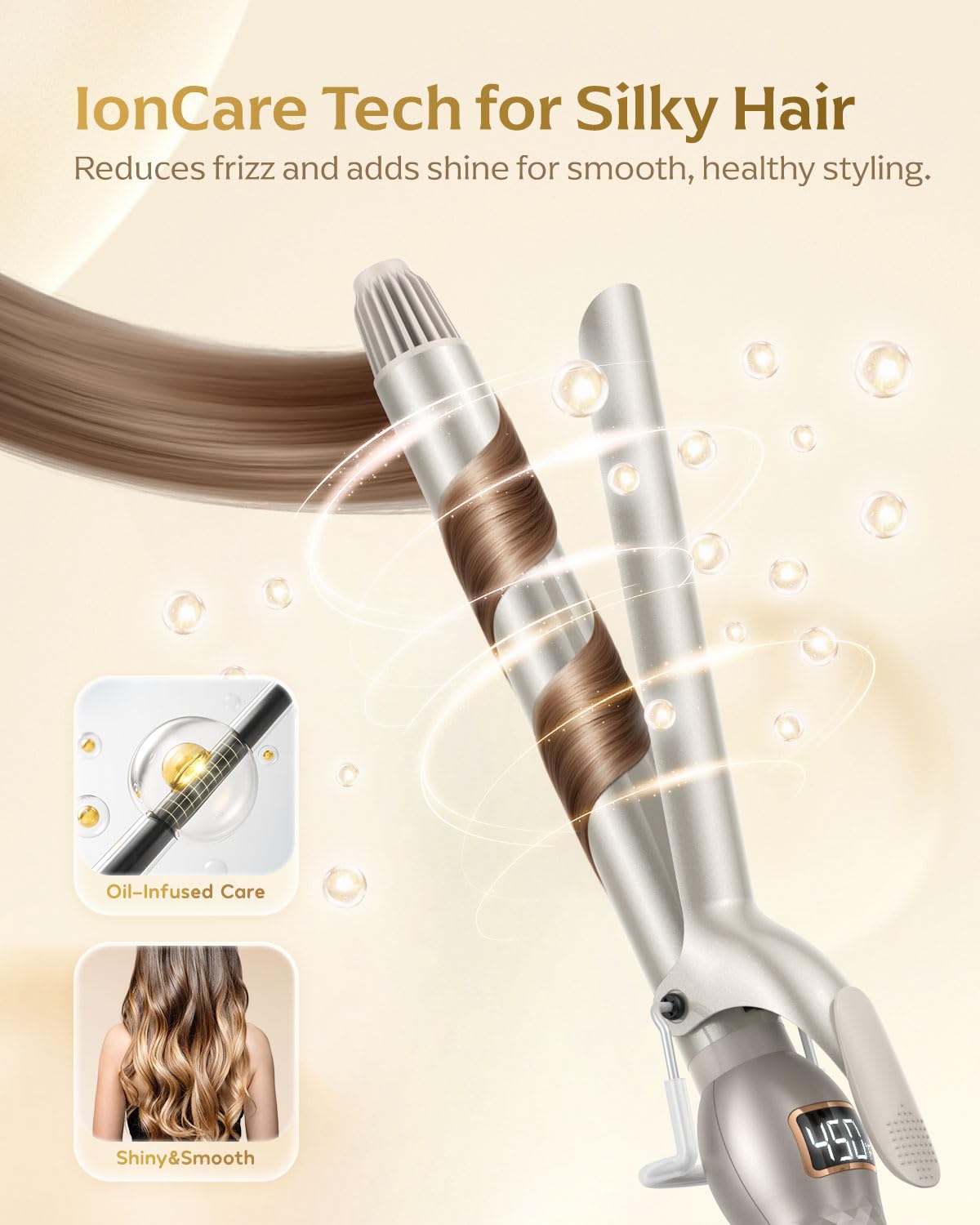 Ceramic Curling Iron with Adjustable Heat and Dual Voltage