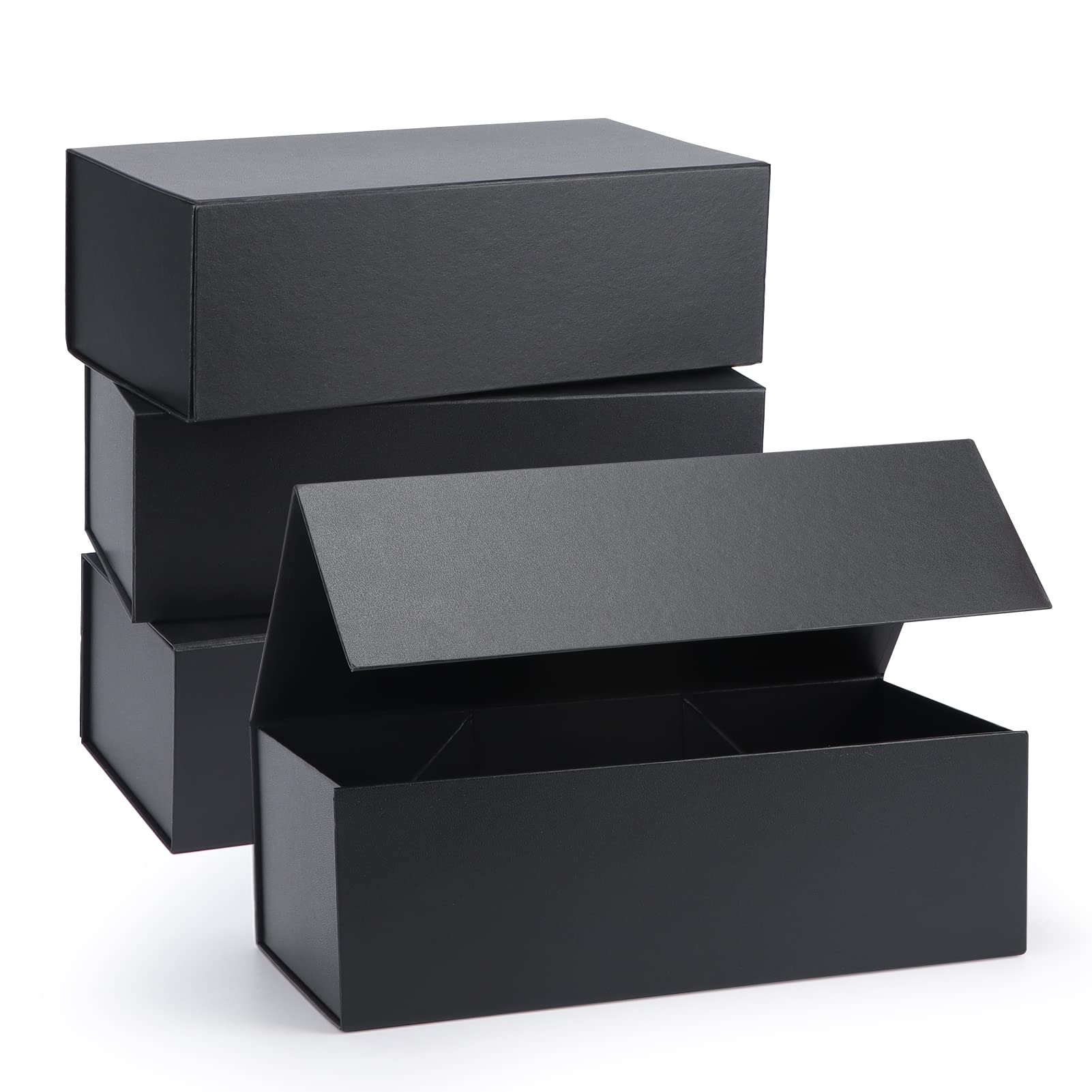 Giftgarden 4-Pack Black Gift Boxes with Magnetic Lids, 12x6x4 Collapsible Large Gift Wrap Box Magnet Clourse for Presents, Mothers Day, Birthday, Wedding, Bridesmaid Groomsman Proposal Box โ image 1