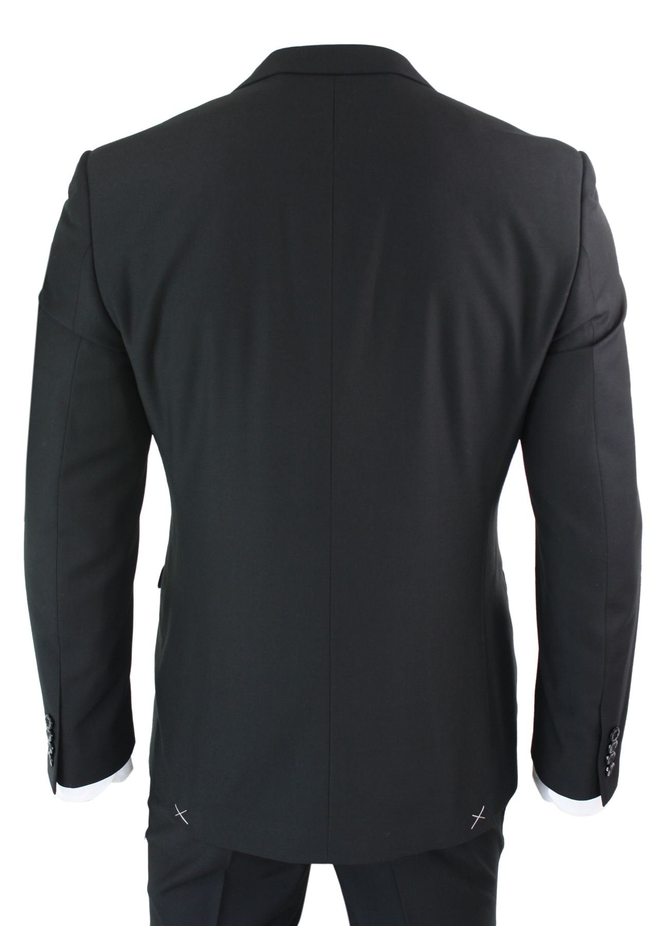 Paul Andrew Mens 3 Piece Black Tailored Fit Complete Suit Classic Door