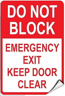 Dont Block Emergency Exit Keep Door Clear Parking Sign Label Decal Sticker 9 inches x 12 inches