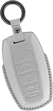 KUNIO For Haval Leather Car Key Fob Cover Case Fit for Great Wall Haval H1 H2 H3 H4 H6 H6-Coupe H7 H8 H9 F5 F7 F7X F7H H2S M4 M6 Cannon GMW Dargo Jolion Keychain Key Holder Accessories 4 Button White