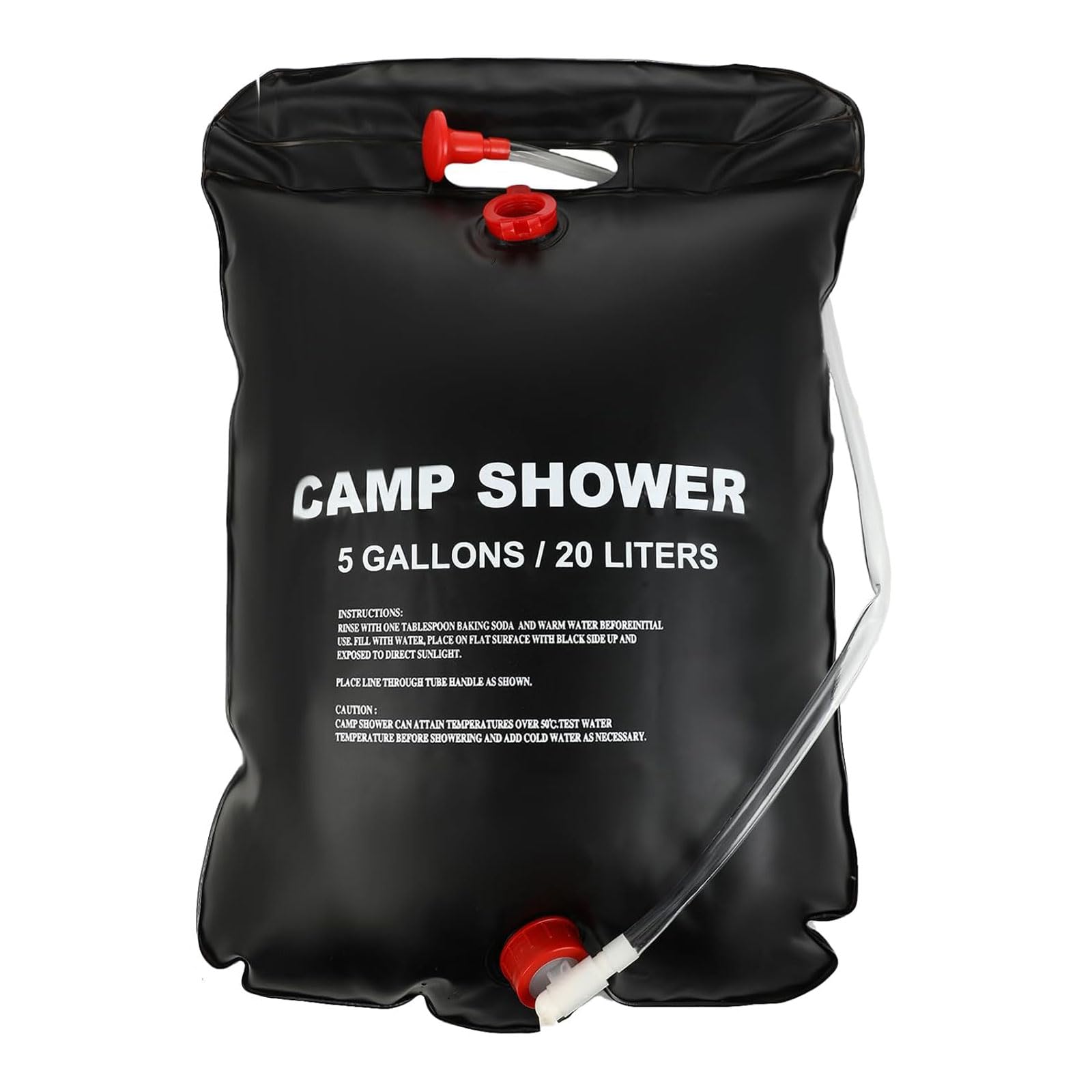 Doccia Portatile, Borsa per Doccia Solare, Doccia da Campeggio, Doccia Solare Bag, con Tubo Rimovibile e Soffione, Borsa da Bagno, Accessori Utili per Escursioni in Campeggio All'Aperto, 20L, Nero