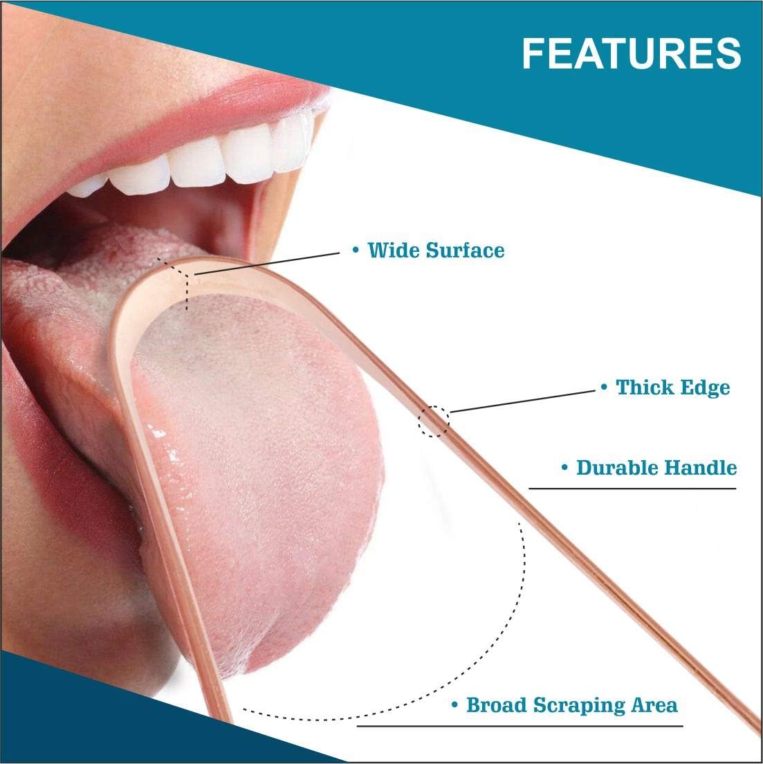 Generic Copper Tongue Cleaner for Adults and Kids Fights Bad Breath Oral Care Tongue Cleaner, Easy to Use Travel Friendly- Pack of 3