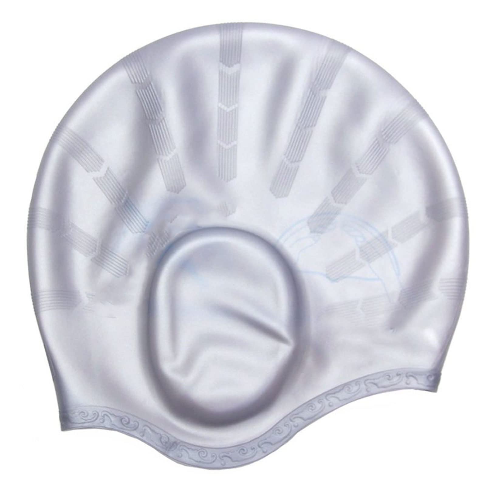 czepek pływacki 1PC Męskie Damskie Silikonowe Gumowe 3D Ergonomiczne Kieszenie Na Uszy Dla Dorosłych Wodoodporne Czepki Pływackie Kapelusz Pływacki(Gray)