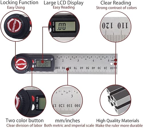 Miniatura 3 de GemRed Herramienta de búsqueda de ángulo digital, transportador digital 2 en 1, aluminio ligero de 7 pulgadas7.874 in herramientas de carpintería