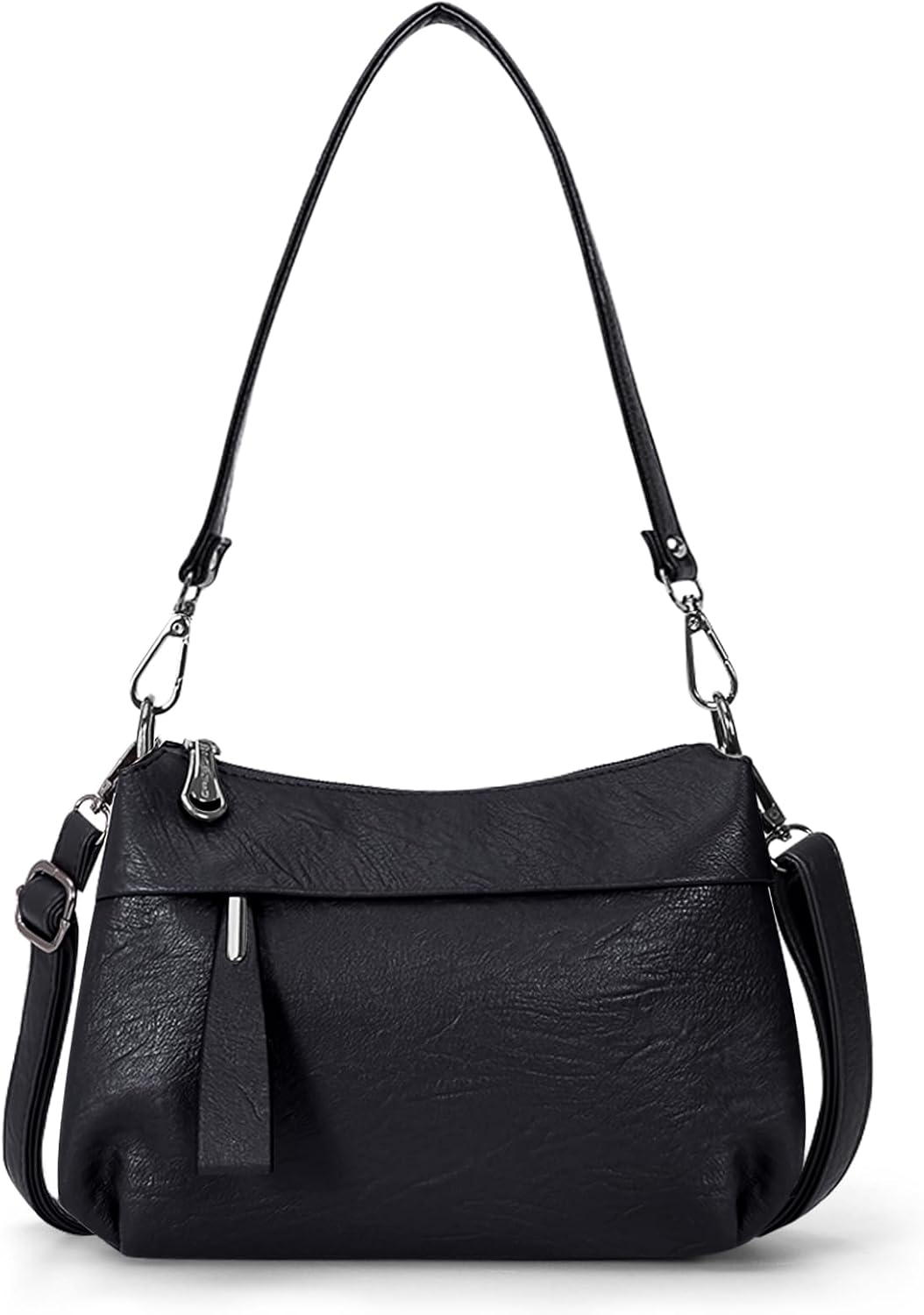 Genuine Leather Purse for Women Hobo Bag Trendy Crossbody Bag and Shoulder Bag with 2 Straps