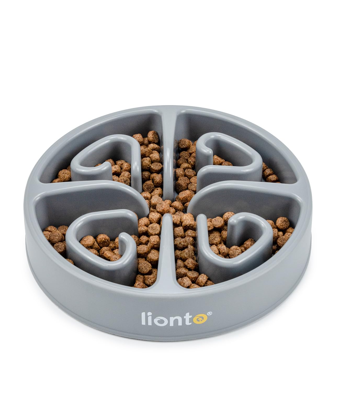 lionto Ciotola anti-ingozzamento per cani e gatti, Ø 20 cm, altezza 4,5 cm, capacità fino a 450 g, ciotola antiscivolo in plastica alimentare, lavabile in lavastoviglie fino a 100°, grigio chiaro
