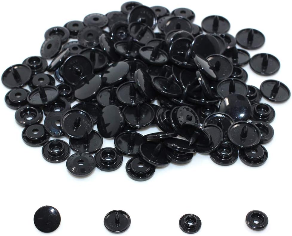 400 Sets Snaps KAM, BetterJonny White & Black Size 20 (1/2 inch) T5 Resin Plastic Sewing Fasteners Punch Poppers Snaps for Cloth Crafts Towels Mama Pads