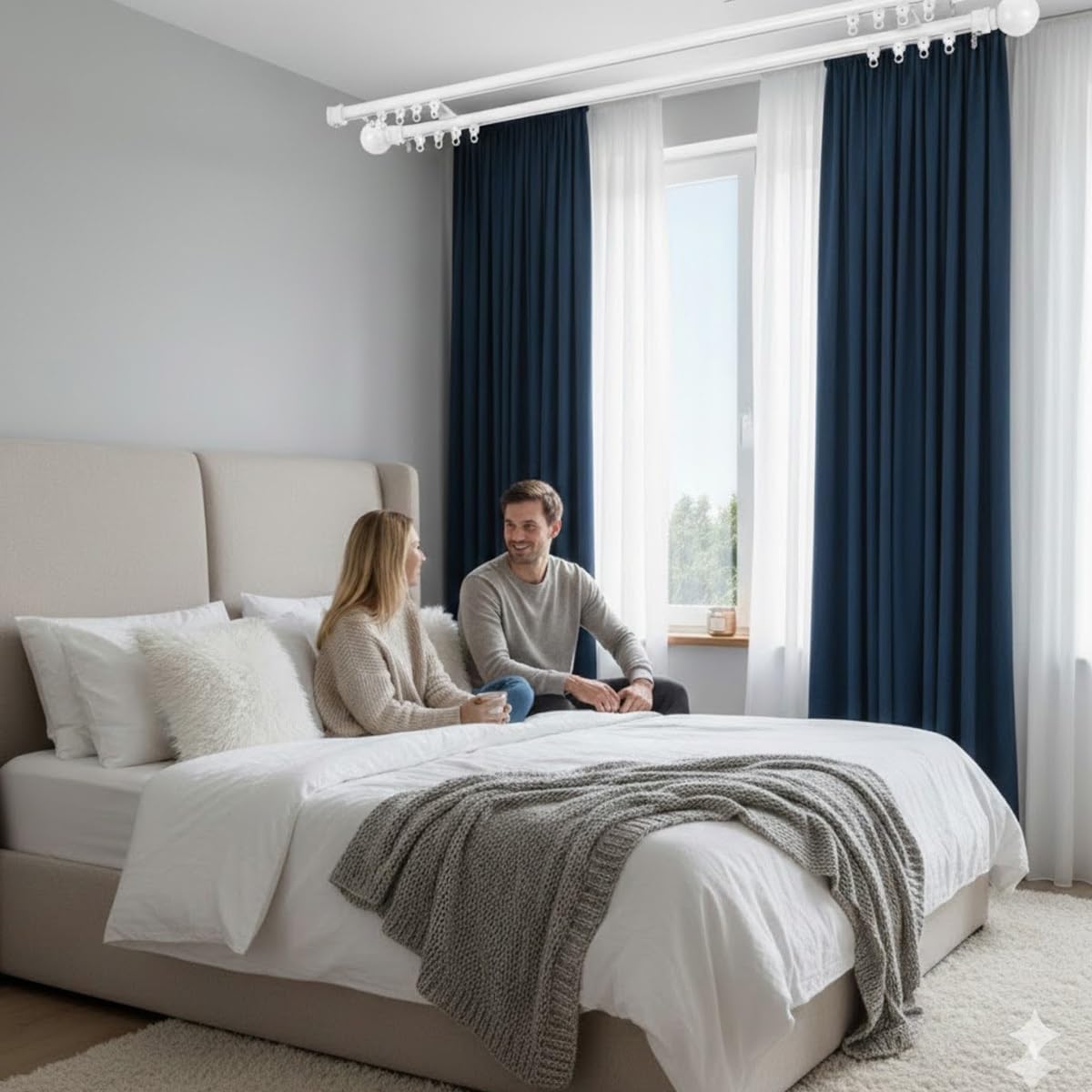 Gold Curtain Rod Double Curtains Track Wall Mounted 11.81ft 6.56ft Silent Aluminum Curtain Track Sliding Curtains Track System With Silent Rollers Double Drapery Rod for Bedroom(Gray,3.28ft)