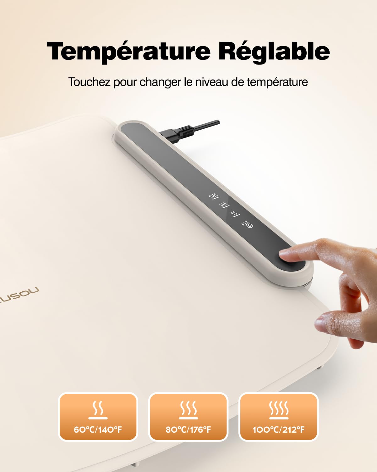 iTRUSOU Chauffe Plat Électrique, Plateau Chauffant Électrique Température Ajustable, Portable Pliable Chauffe-Assiette Alimentaire en Nano-Silicone pour Fêtes, Buffets, Réunions de Famille