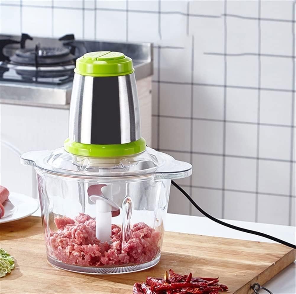 Electric Food Chopper, Food Processors, 2L Glass Bowl Meat Grinder Electric, 2 Speeds, Easy to Clean for Garlic, Meat, Vegetables, Fruits and Nuts