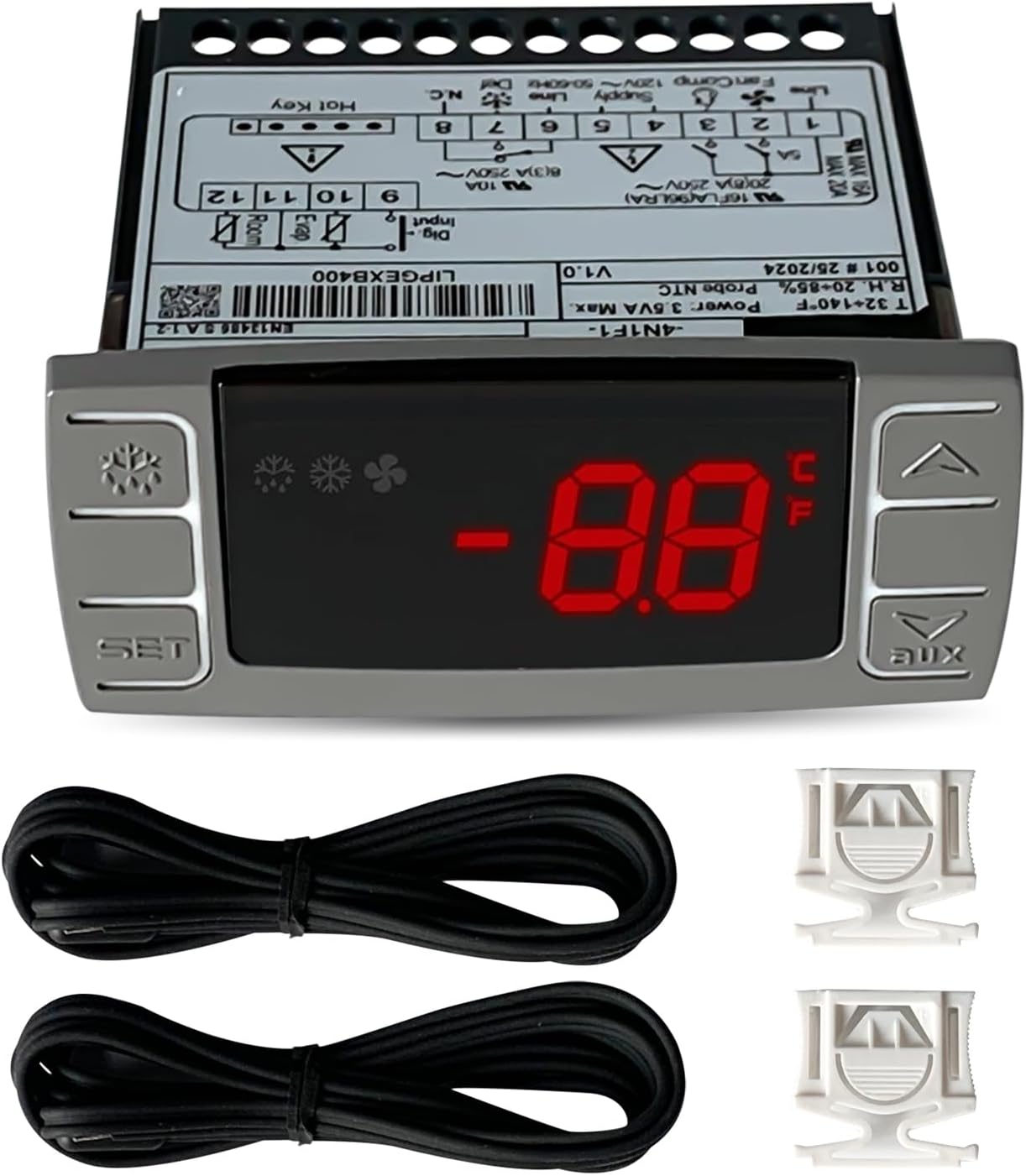 for Dixell XR06CX-4N1F1 Digital Thermostat Controller with Temperature Sensing Probe 120V 50-60Hz Temperature Controller for Refrigerators Freezer