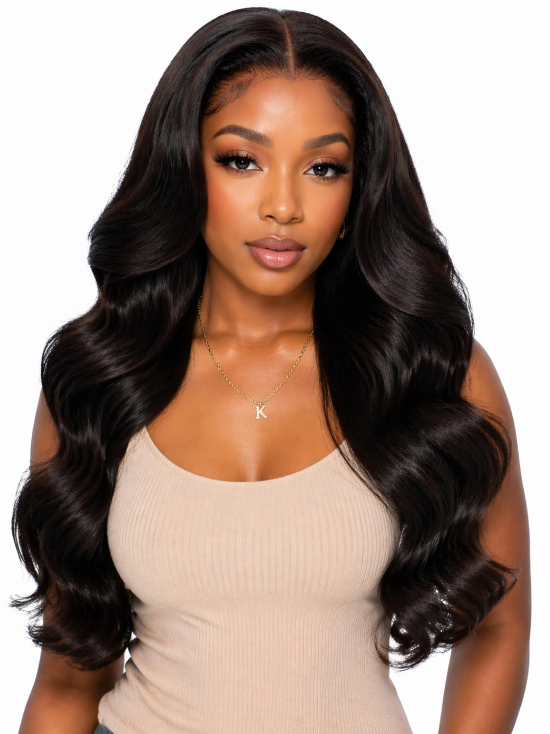 Beauty Forever Balayage Brown Body Wave Glueless Human Hair Wig, Wear and Go Wig for Beginners, 7x5 Lace Pre Plucked Pre Cut Bleached Knots, No Glue Drawstring Cap, Natural Look 150% Density 18 inch — view 36