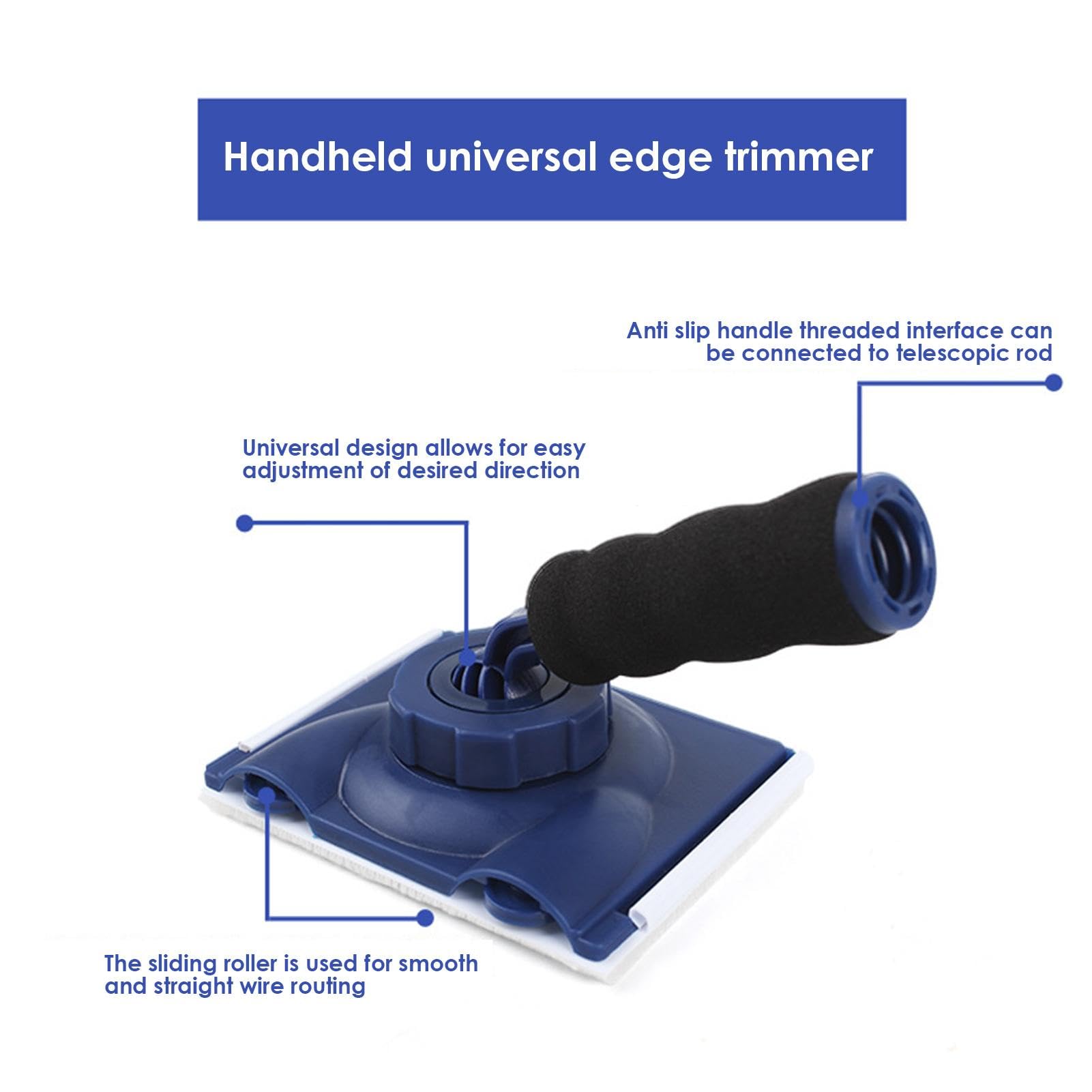 Paint Edge Trimmer, Edger Pad, Pittore Regolabile per Angolo a Parete Con Manico Girevole, Strumento di Bordatura, Pennello per Pittura a Mano a Soffitto per Porta