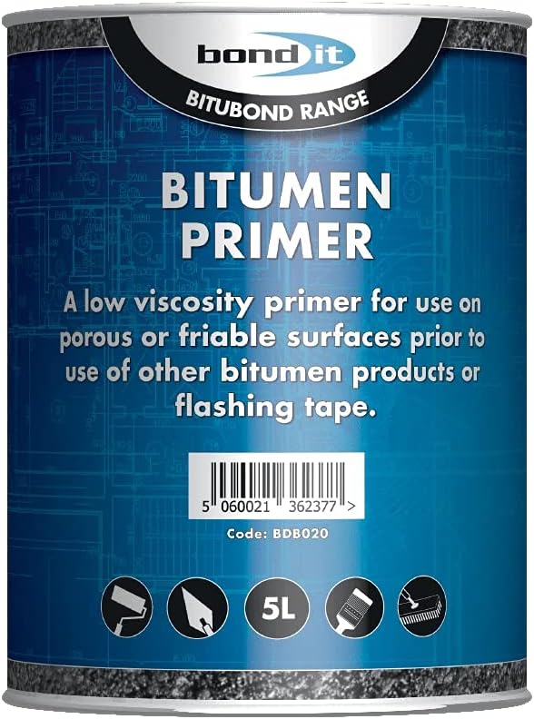Bond-It Bitubond BDB020 Bitumen Primer (5 Ltr) - Seals, Waterproofs and repairs leaking wood, concrete, asphalt or steel roofs. by Bitubond