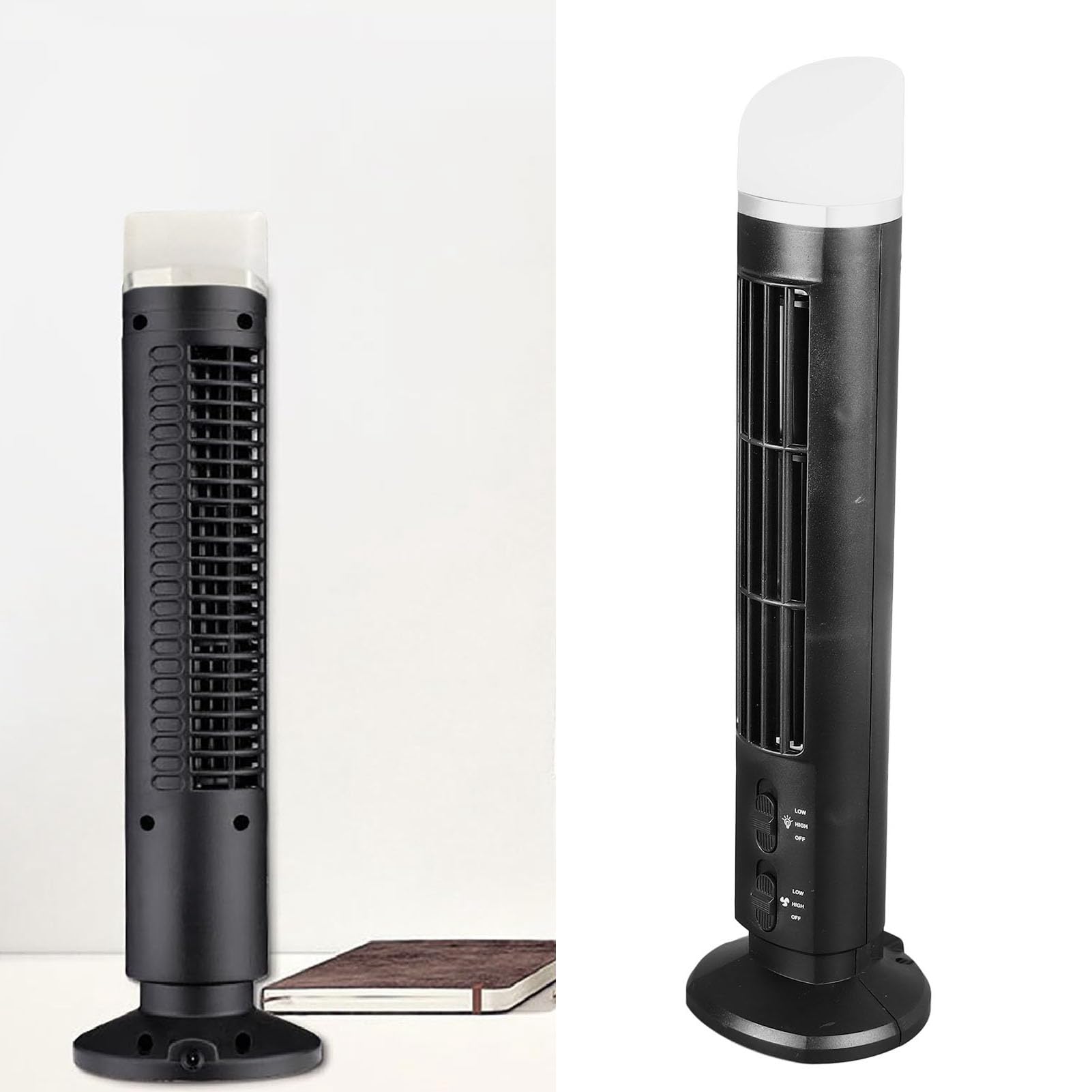 Wentylator Wieżowy, Bezłopatkowy Wentylator Wieżowy Cichy, Stojący Przenośny Wentylator, Oscylacyjny Wentylator Biurkowy USB o Kącie 90° ze światłem do Domowego Biura w Sypialni