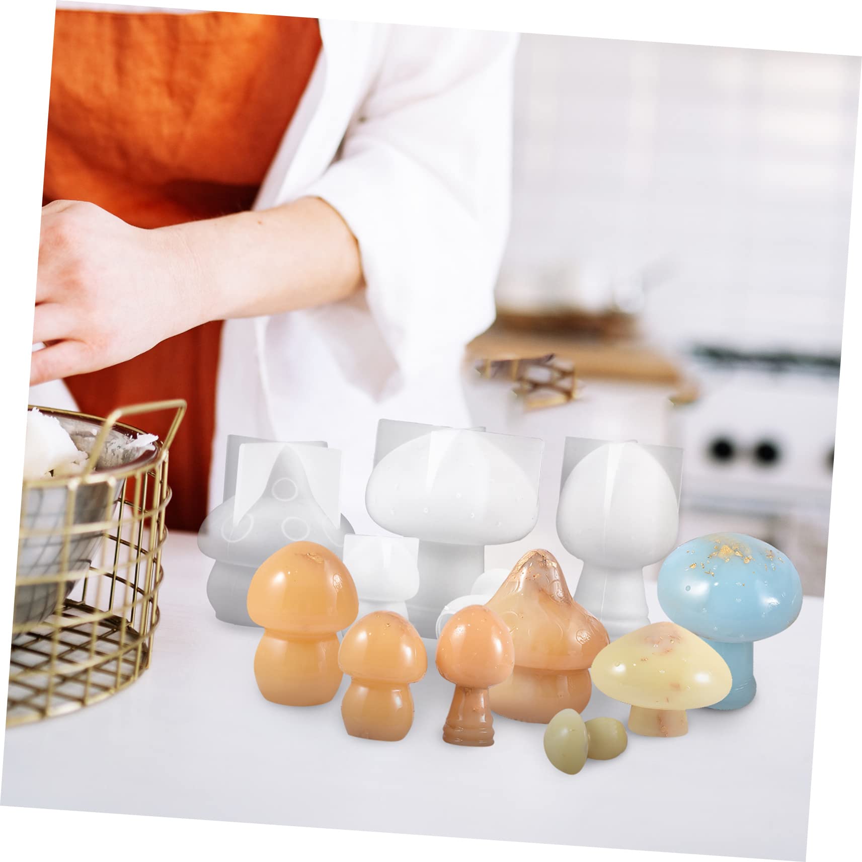 Molde de Silicona Forma de Hongo para Manualidades 10 Piezas | Flexibilidad y Superficie Lisa, Uso en Adornos de Mesa y Decoración del Hogar