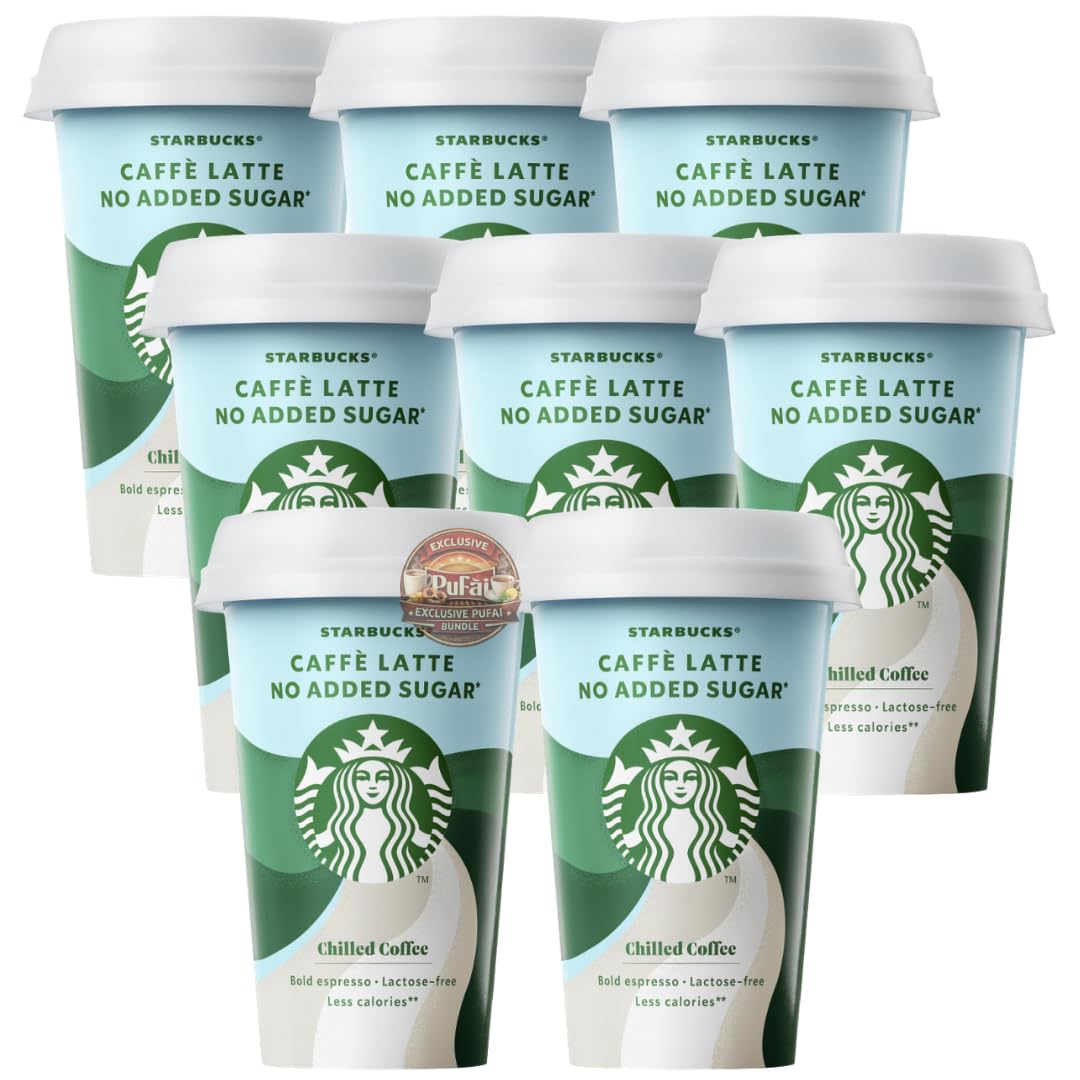 PUFAI Bundle – Eiskaffee Caffè Latte No Added Sugar 220ml x8 – Kaffee Getränk ohne Zuckerzusatz, Ready to Drink, Gekühlt, To Go