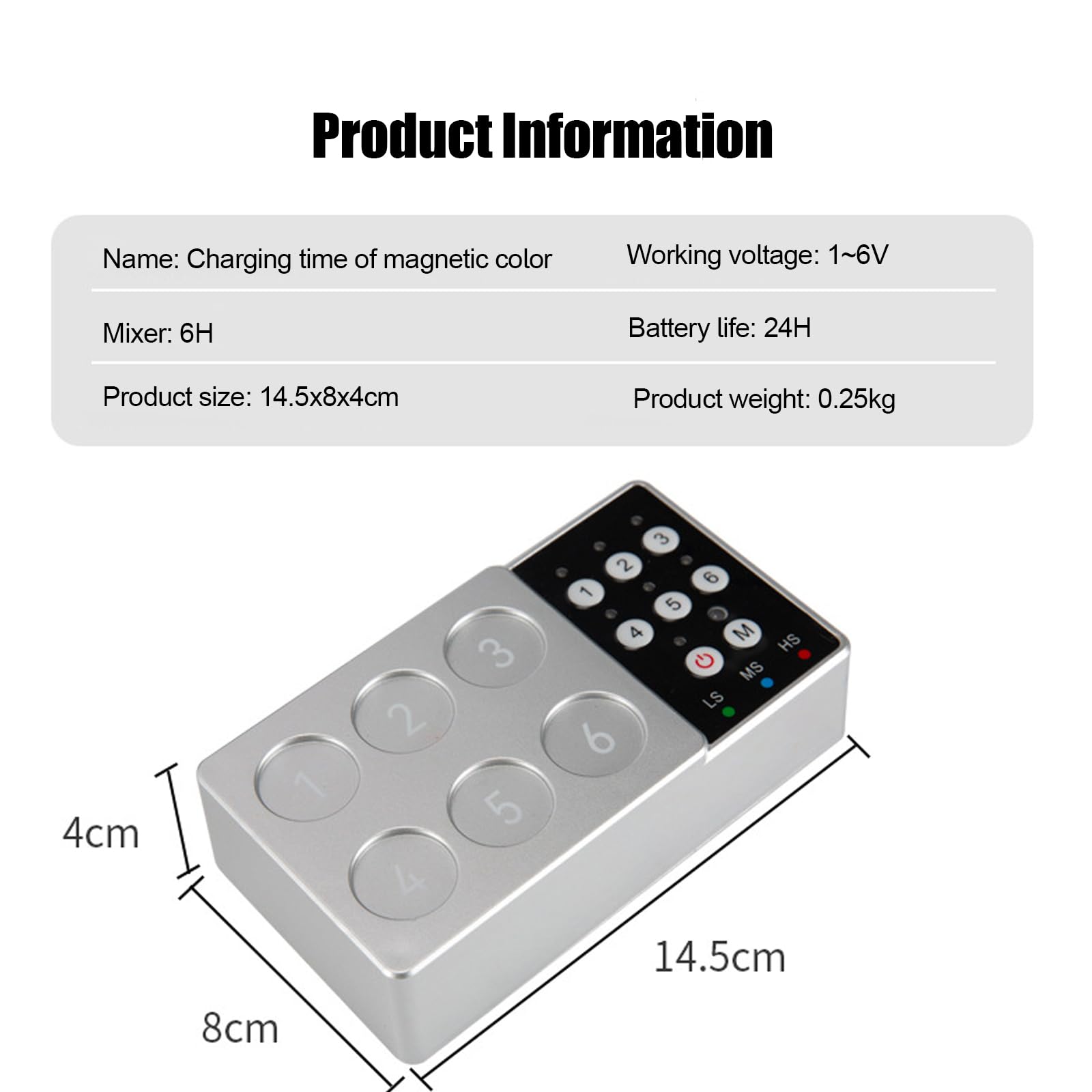 Mélangeur d'encre de tatouage, 2500 mAh, agitateur magnétique, 3 vitesses réglables, mélangeur vortex à 6 trous pour artistes, débutants, laboratoires, salons de manucure