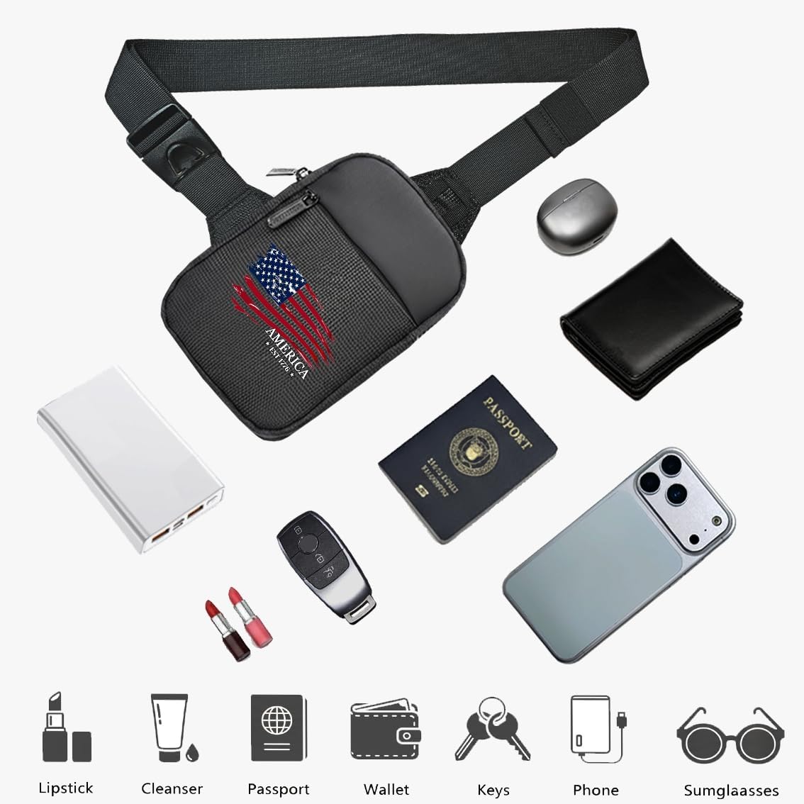 FOECBIR Small Travel Sling Bag For Men, Mini Sling Bags Waterproof For Women Crossbody Bag Chest Bags For Travel Work Sport (1776, Small) - Image 2