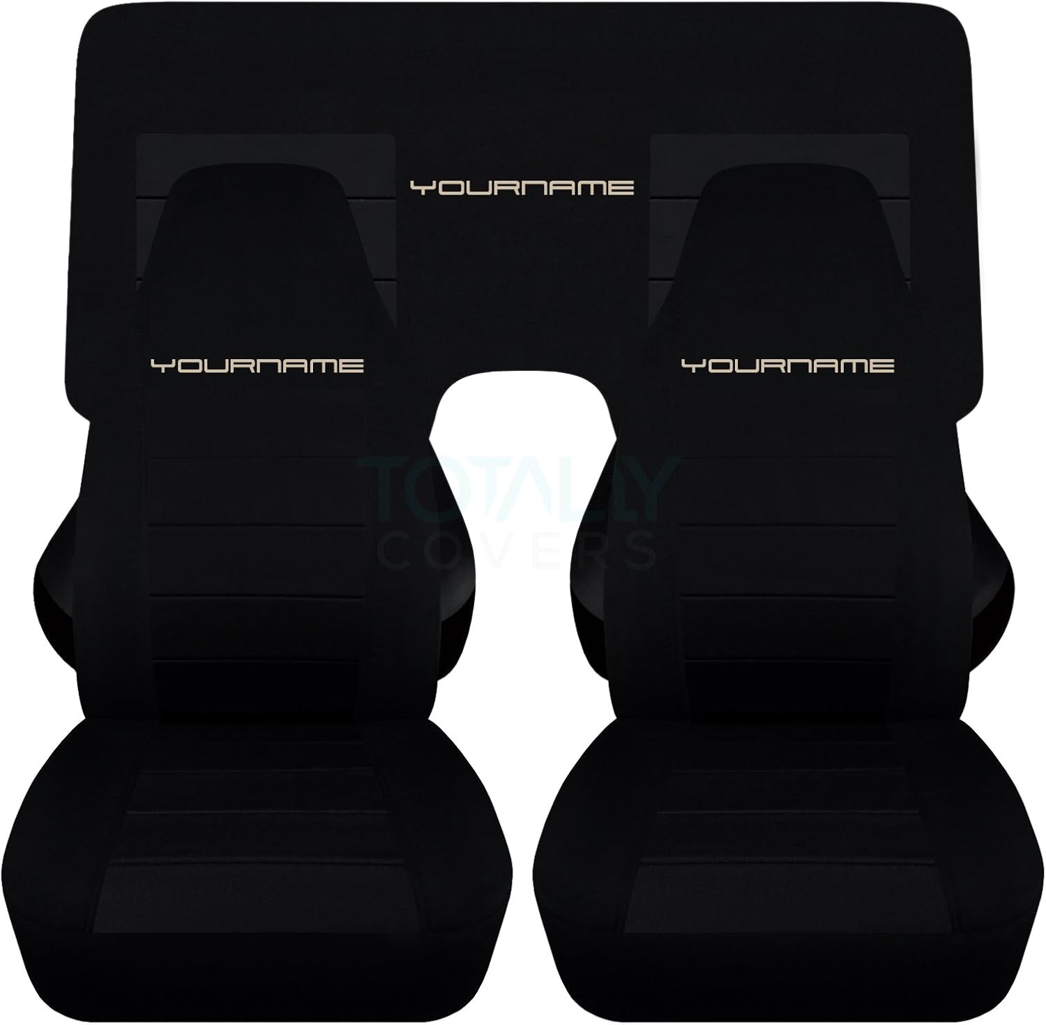 Totally Covers Compatible with 1982-1992 Chevy Camaro Black Seat Covers w Your Name/Text: Black w Silver - Full Set Coupe/Convertible Solid/Split Bench Chevrolet