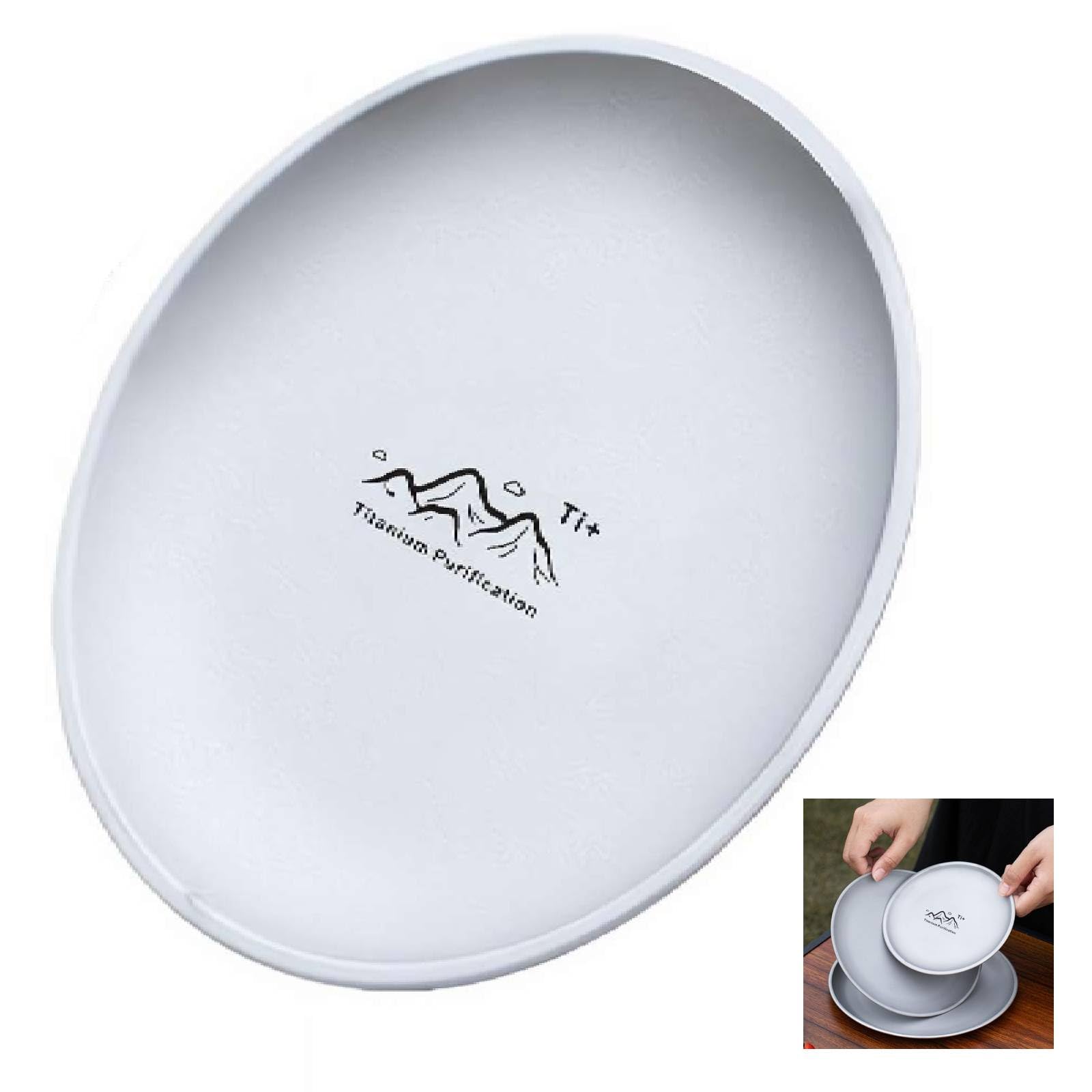 Titanium Camping Plate – 7.87in Quality Titanium Alloy Backpacking Plate, Ultralight &Durable Outdoor Hiking Dish for Bbq And Camping Cookware, Microwave-safe Non-stick DinnerPlate