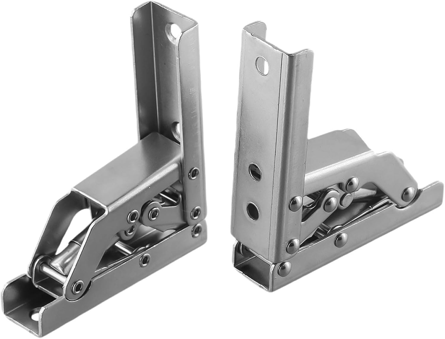 Self Locking Folding Hinge 90 Degree Spring Hinge 180 Degree Table Bracket No Drill Cabinet Hinge Cold Rolled Steel Hinge Furniture Drop For Leaf Support Silver 2