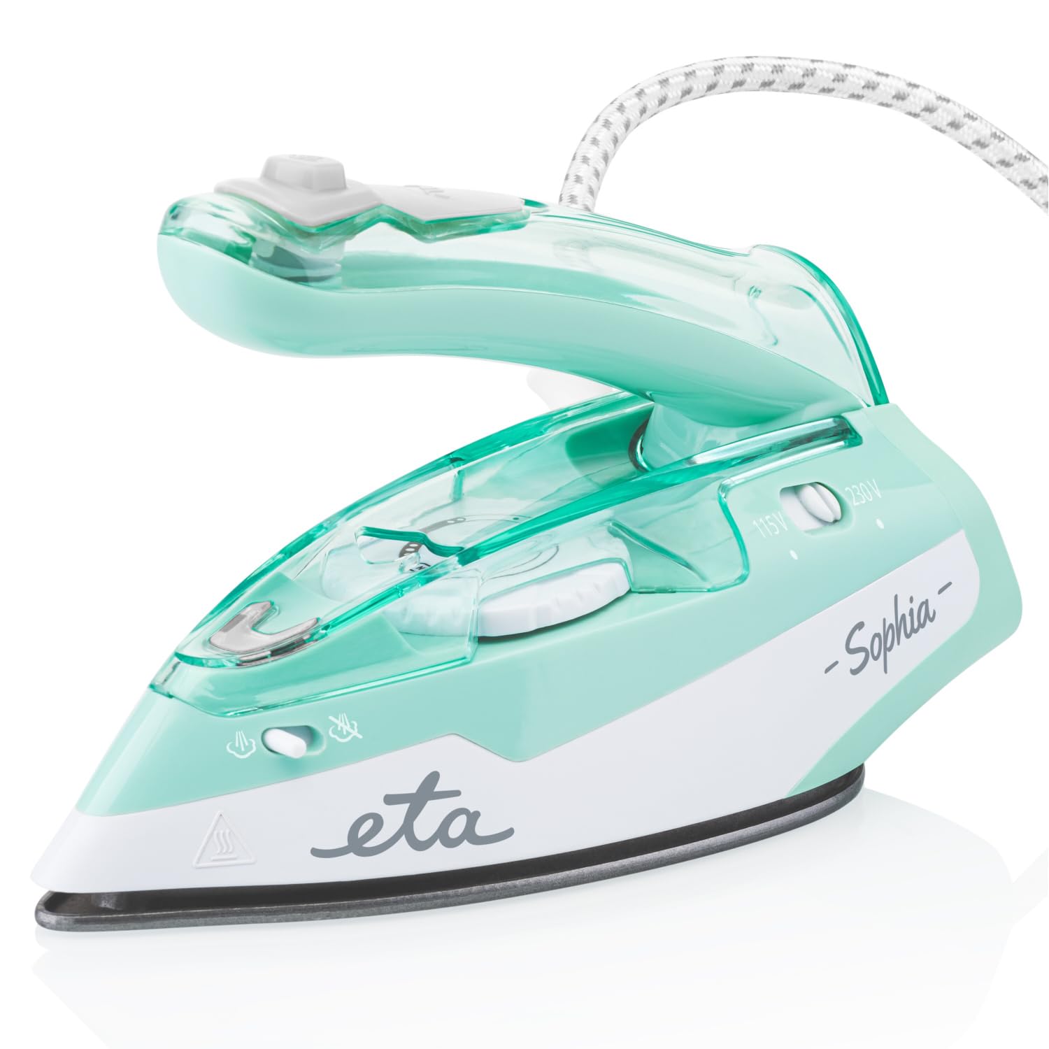 ETA Ferro da stiro a vapore da viaggio Sophia I 1 100 W I colpo di vapore 50 g/min I suola in ceramica I manico a clip I doppia tensione I leggero 710 g e compatto I turchese