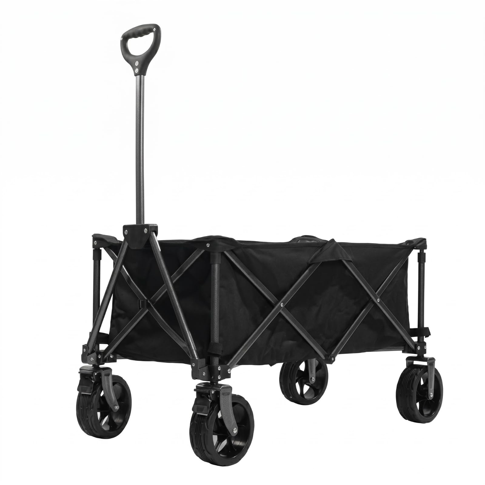 Qianly Carrello Pieghevole da Campeggio Capiente Carrello da Campeggio Pieghevole Robusto per Mercatini, Telaio Argento Con Borsa Nera