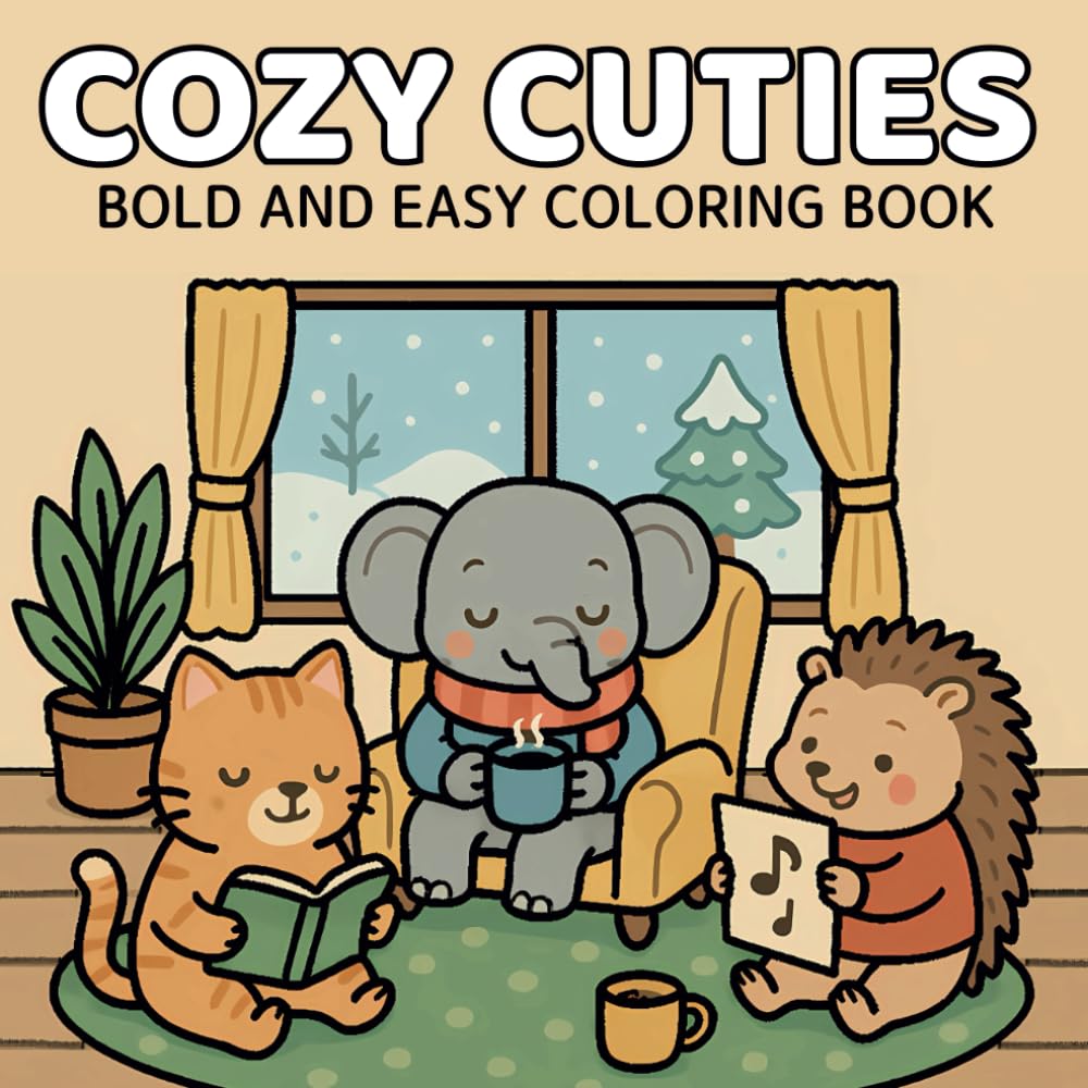 Cozy Cuties Cute & Comfy Coloring Book: Wholesome and Happy Designs for Stress-Free Coloring