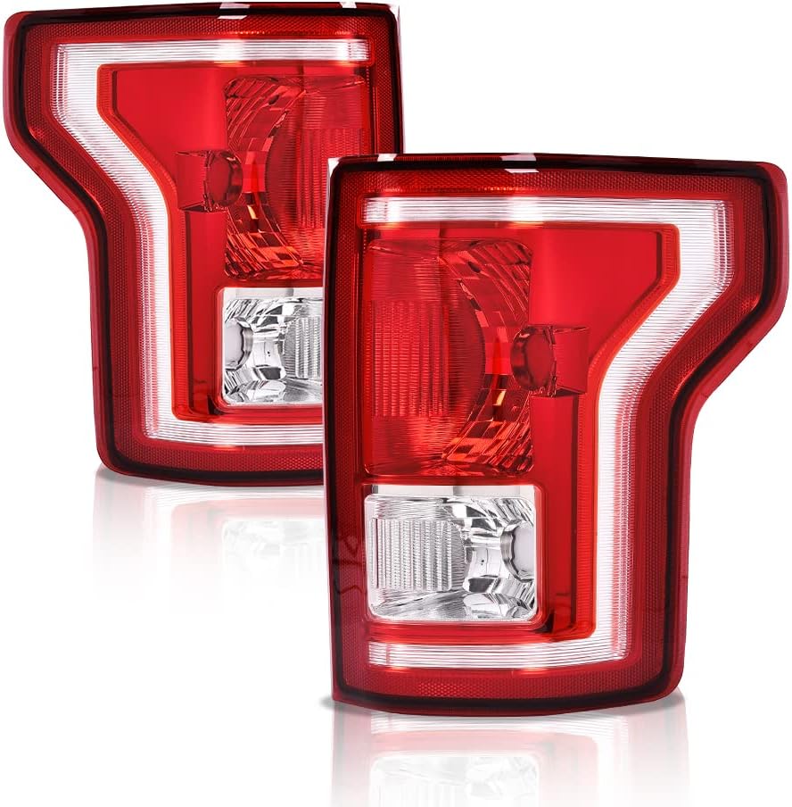 G-PLUS Tail Lights Assembly Compatible with Ford F150 2015 2016 2017 Taillamps Brakelights w/o bulb Red lens Left & Right Side Luces Traseras Rear Brake Lamps Assembly
