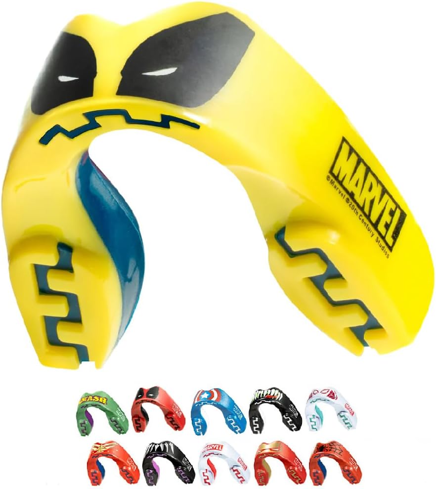 Marvel Characters Sports Mouthguard, Dual Layer Premium Adult and Junior Mouth Guard with Case for Boxing, Basketball, Lacrosse, Football, Hockey and All Contact Sports (Wolverine, Adult (12+ Years))