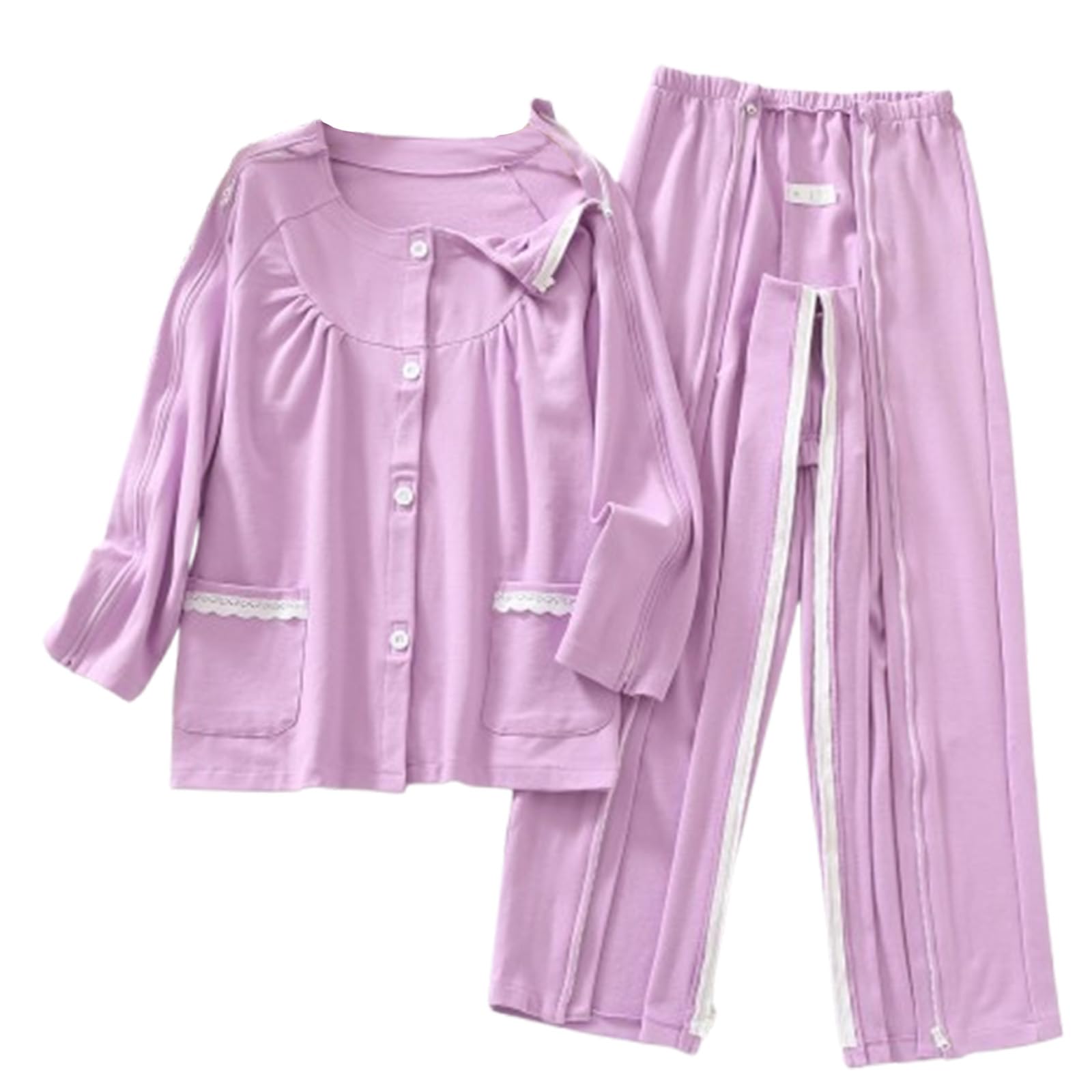 Ropa para el cuidado del paciente, Tear Away Patient Clothes Multicolor Multiple Sizes(Purple,Medium)