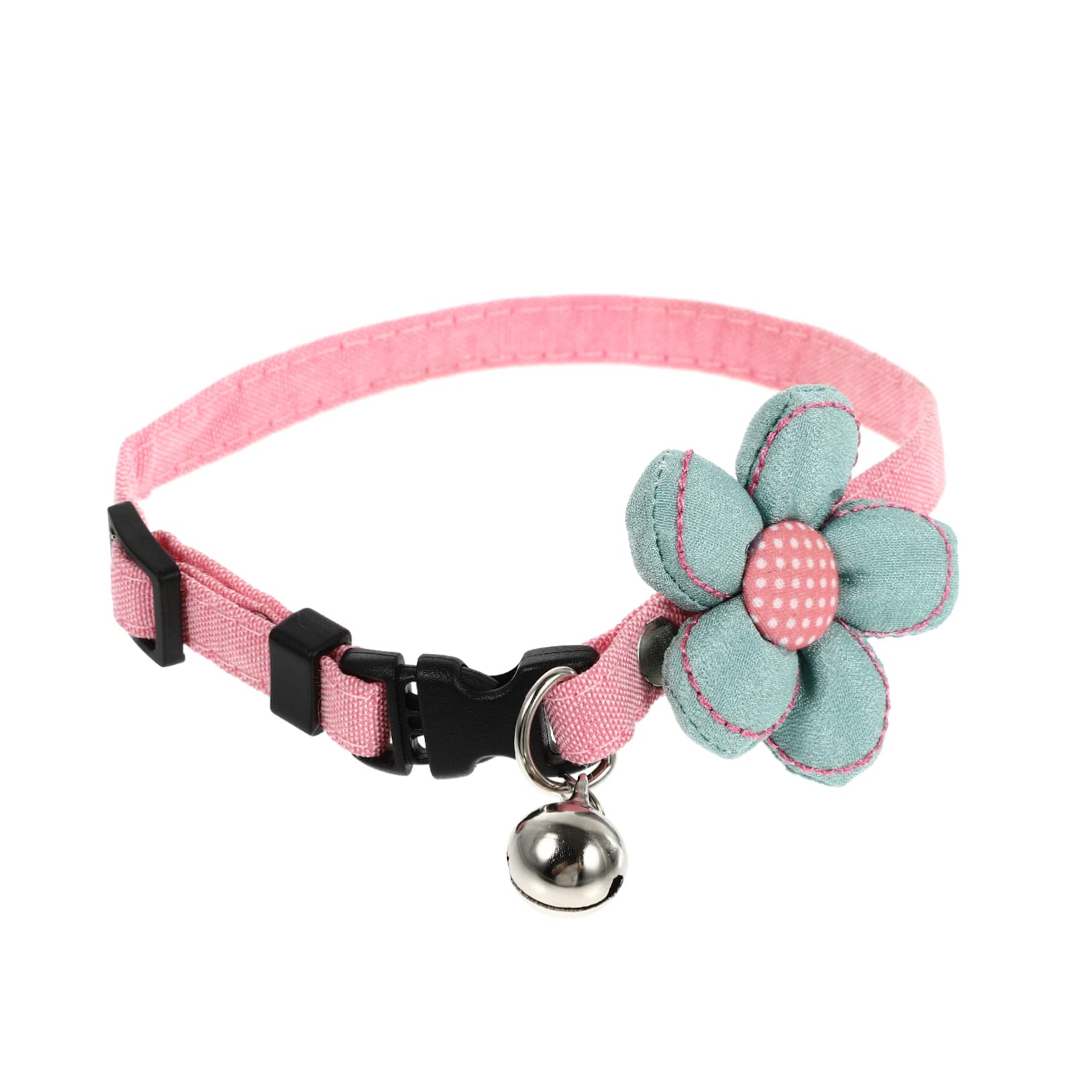 Collar de gato con campana y flores para gatitos y perros pequeños