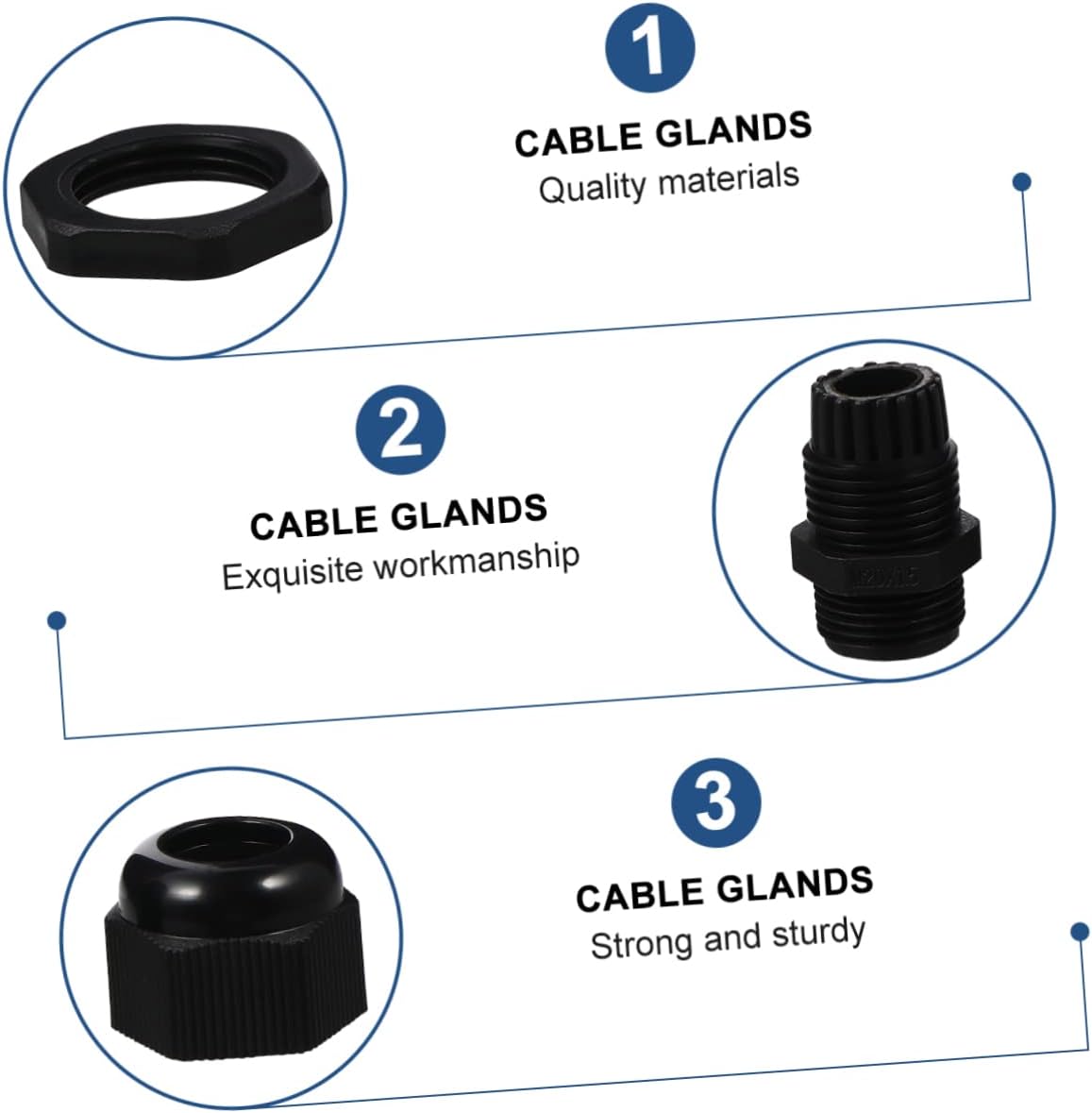 Angoily 50pcs Fireproof Aging-resistant Cable Gland Connectors Nylon Cable Joint for Outdoor Easy to Use Home Supplies Accessories