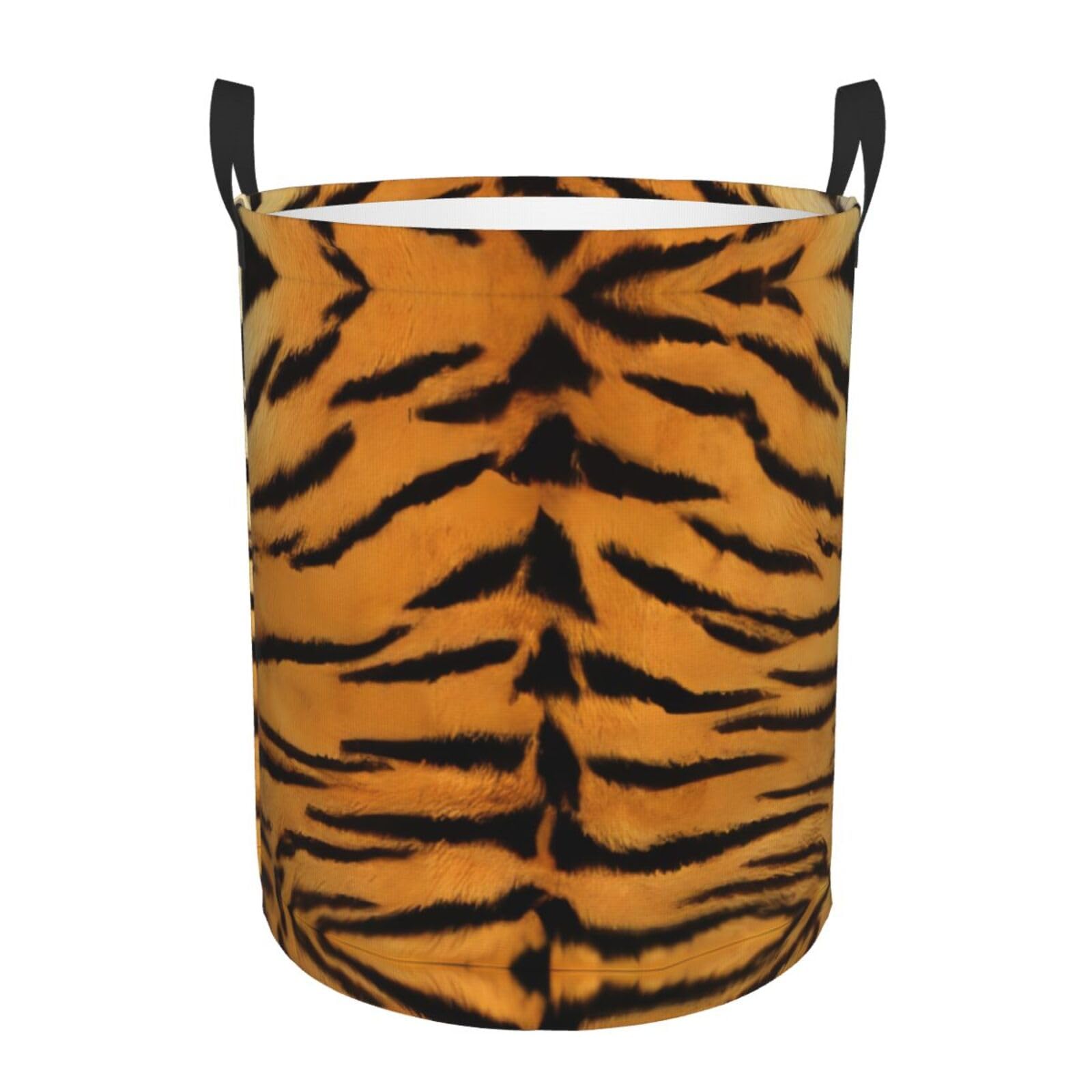 S Collapsible Tiger Skin Print Circular Hamper Round