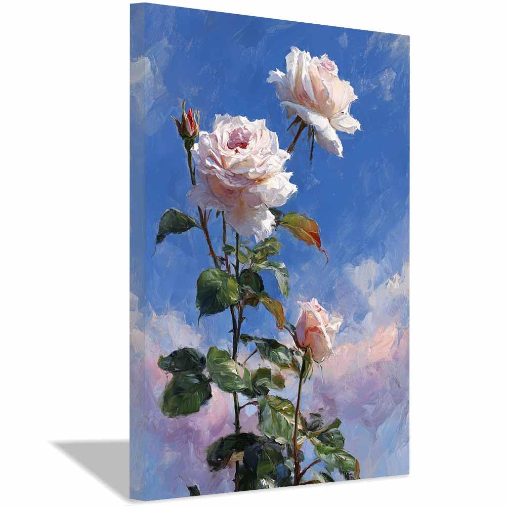 Hoqiu Multicolor Nature Wall Art Sky Ros Painting Pictures, Print Canvas Poster Decor For Living Room, Bathroom Canvas Art, For Bedroom Home Decoration.(Multicolor)-70X100cm Framed