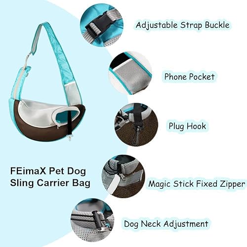Miniatura 9 de FEimaX Transportador para perros y cachorros, bolsa para perros pequeños y gatos, malla transpirable, manos libres, con correa ajustable, para
